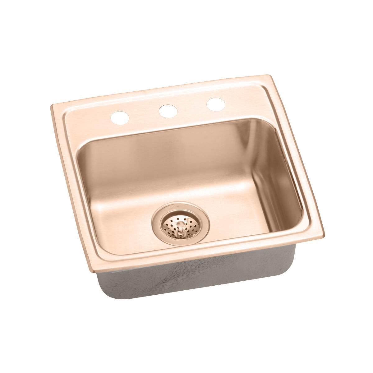 Elkay CuVerro Antimicrobial Copper 19" x 18" x 6-1/2" Single Bowl Drop-in ADA Sink