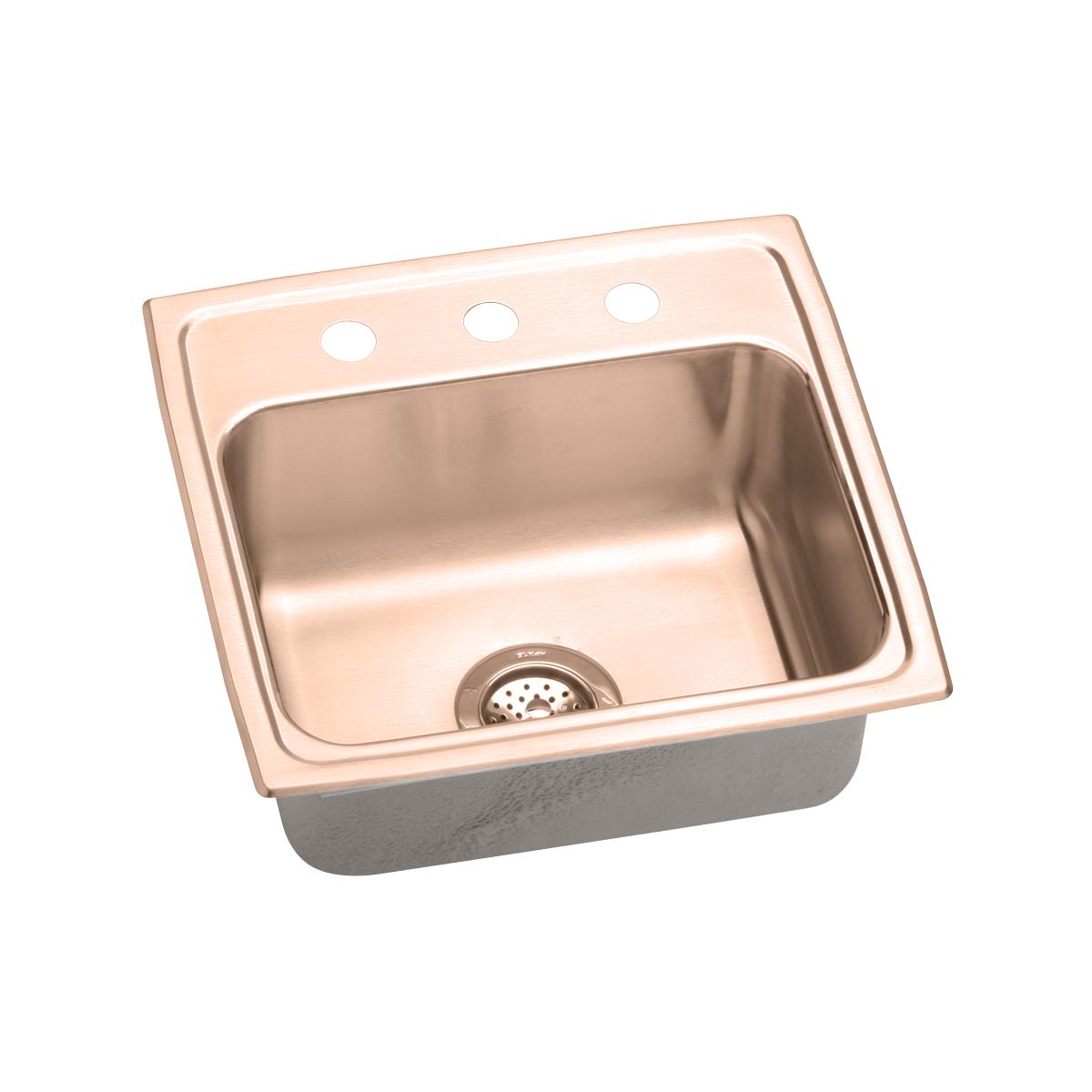 Elkay CuVerro Antimicrobial Copper 19-1/2" x 19" x 6-1/2" Single Bowl Drop-in ADA Sink
