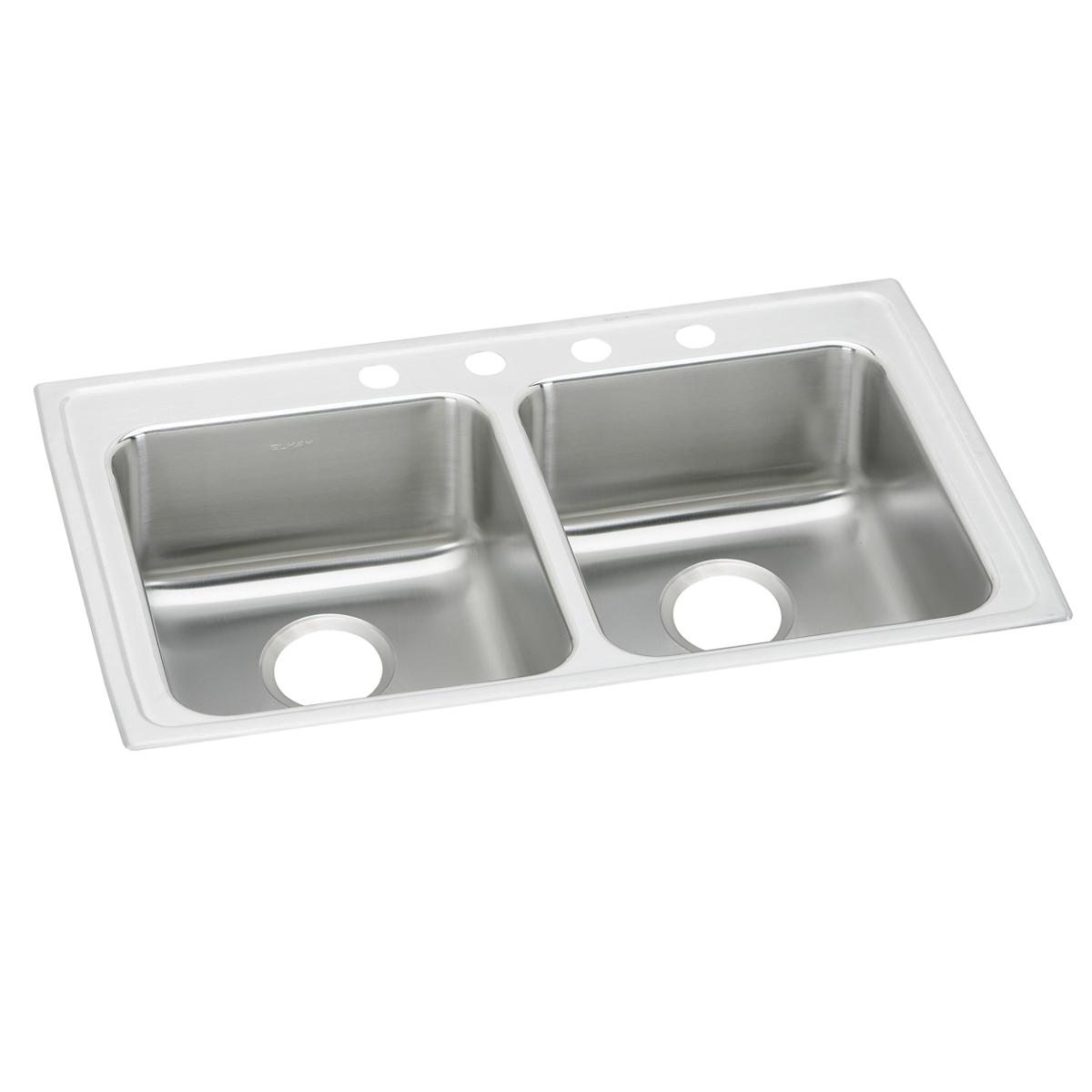 Elkay Lustertone Classic 33" x 19-1/2" x 5" MR2-Hole Equal Double Bowl Drop-in ADA Sink