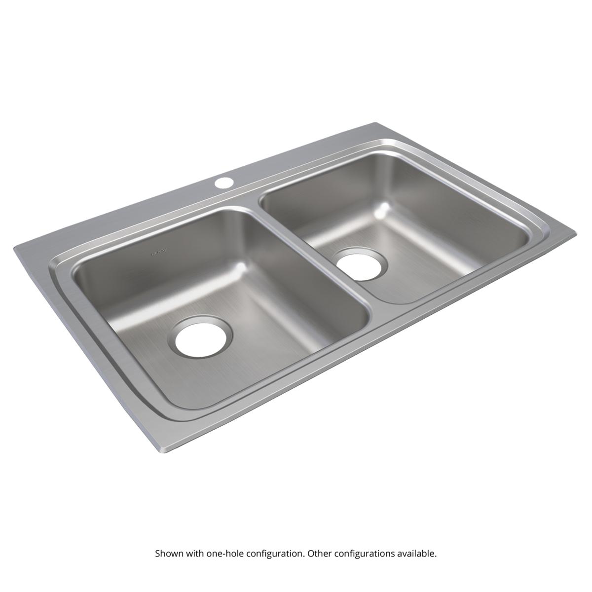Elkay Lustertone Classic 33" x 22" x 6-1/2" Equal Double Bowl Drop-in ADA Sink with Quick-clip