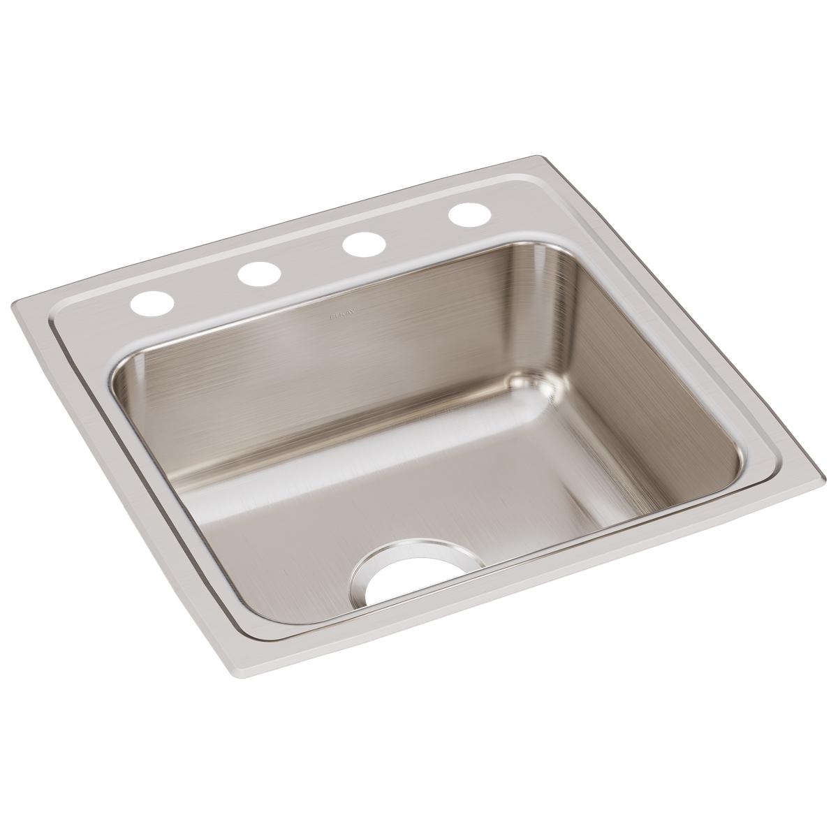 Elkay Lustertone Classic 19-1/2" x 19" x 7-1/2" OS4-Hole Single Bowl Drop-in Sink with Quick-clip