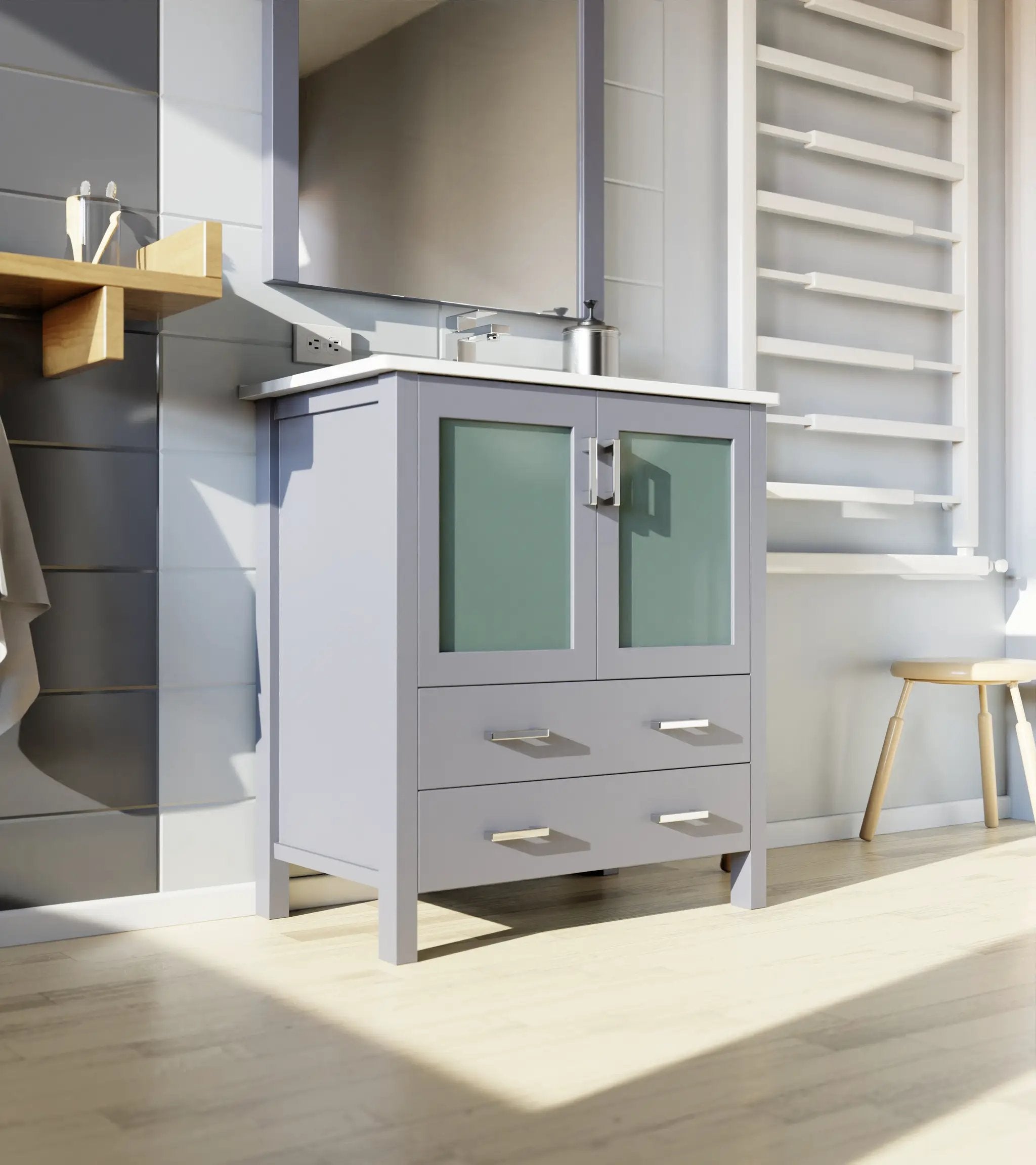 dark grey vanity