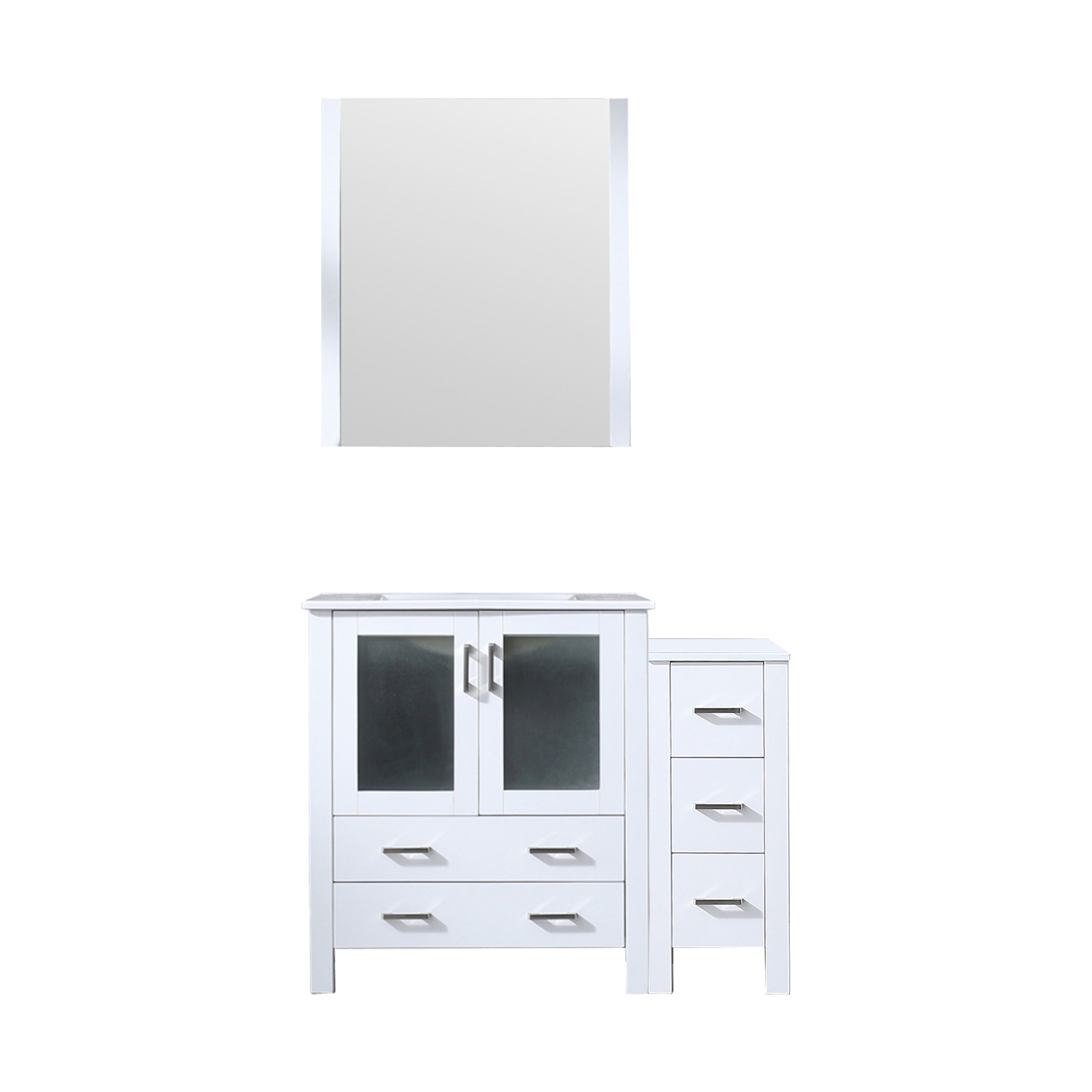 Lexora Volez 42 in W x 18.25 in D Bath Vanity with Side Cabinet with White Ceramic Top