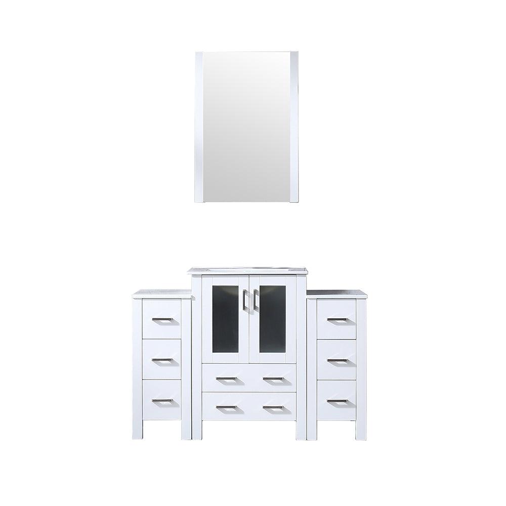 Lexora Volez 48 in W x 18.25 in D Bath Vanity with Side Cabinets with White Ceramic Top