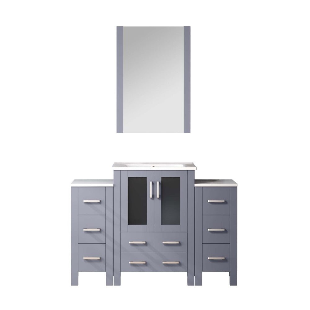 Lexora Volez 48 in W x 18.25 in D Bath Vanity with Side Cabinets with White Ceramic Top