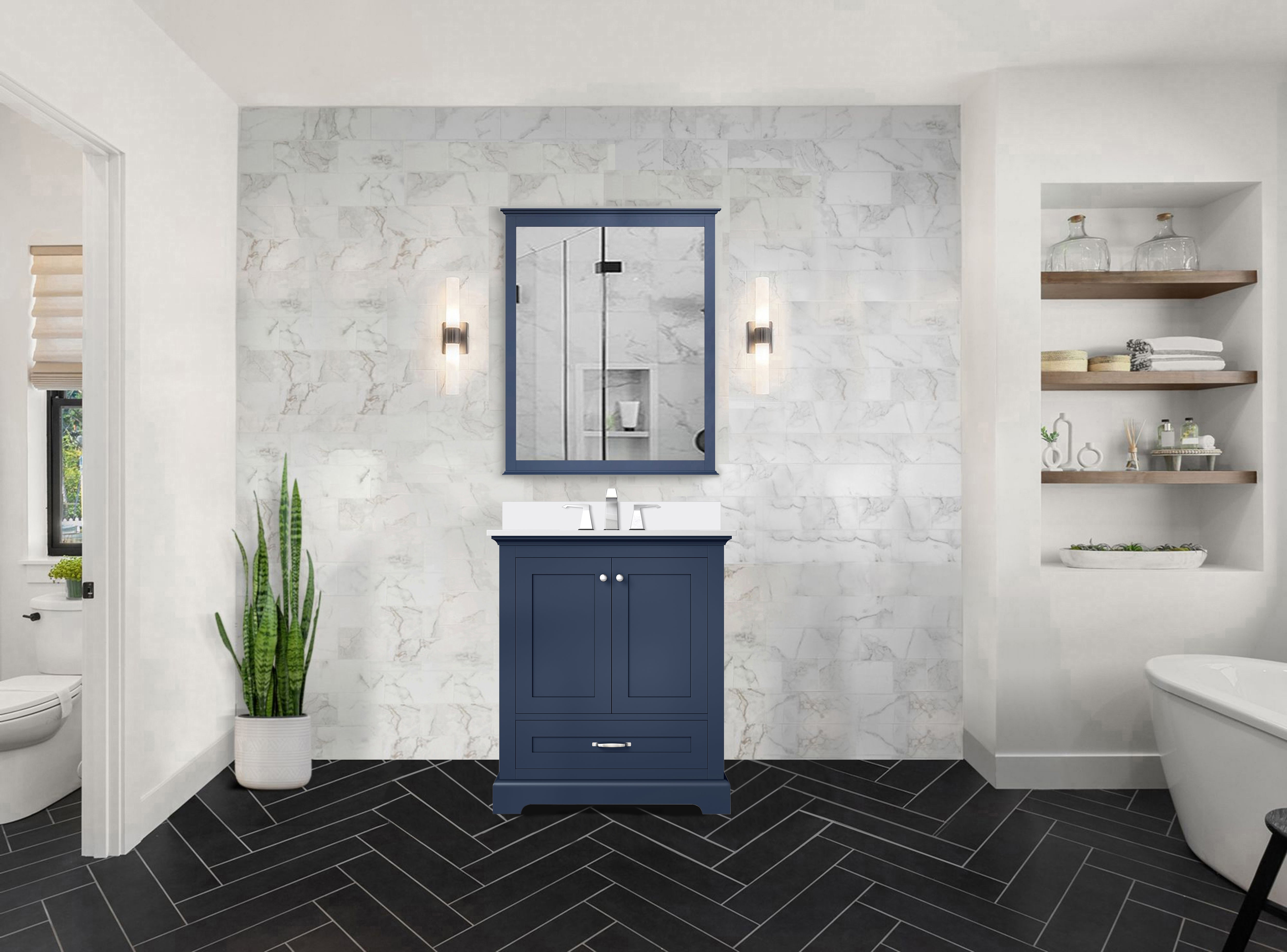 navy blue vanity