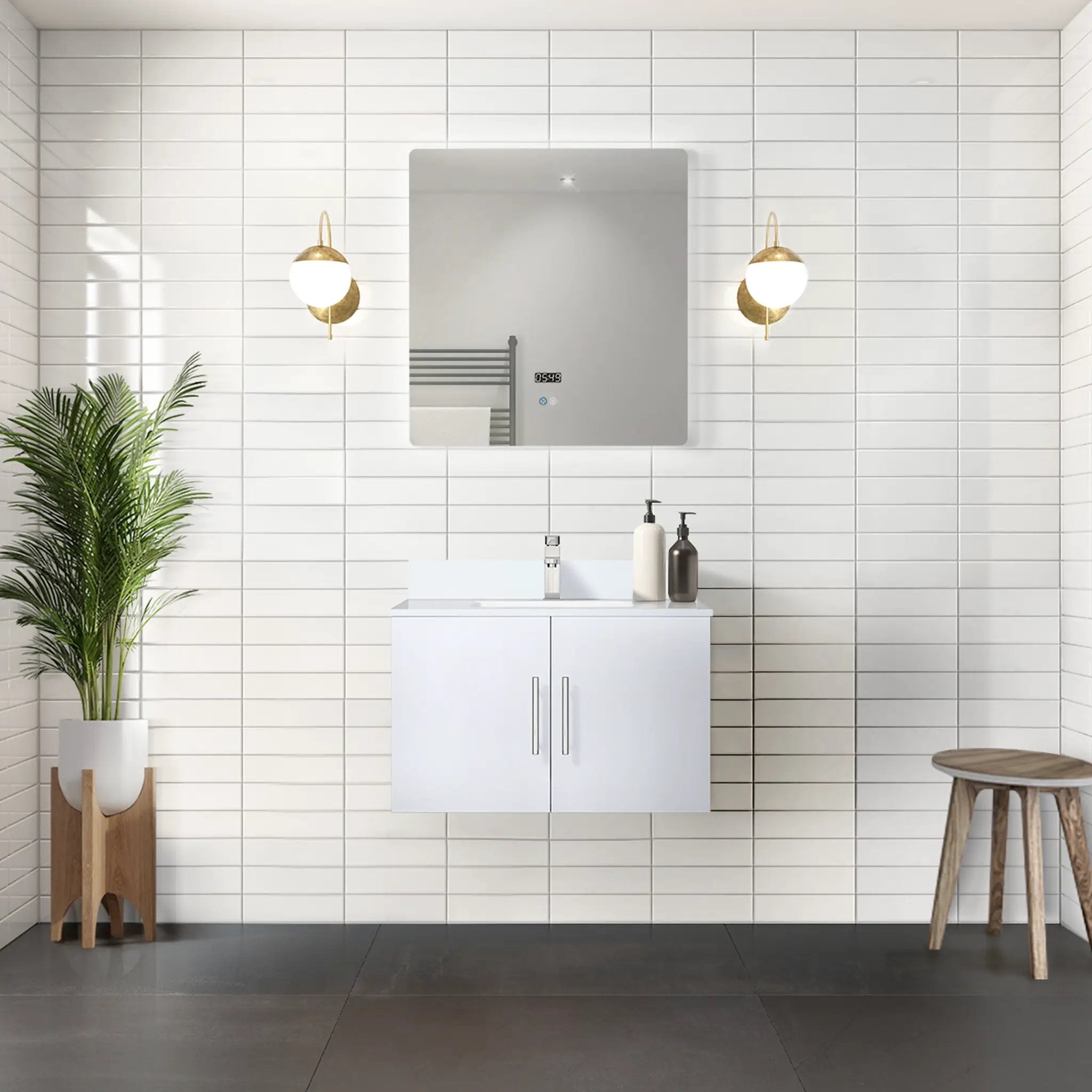 glossy white vanity