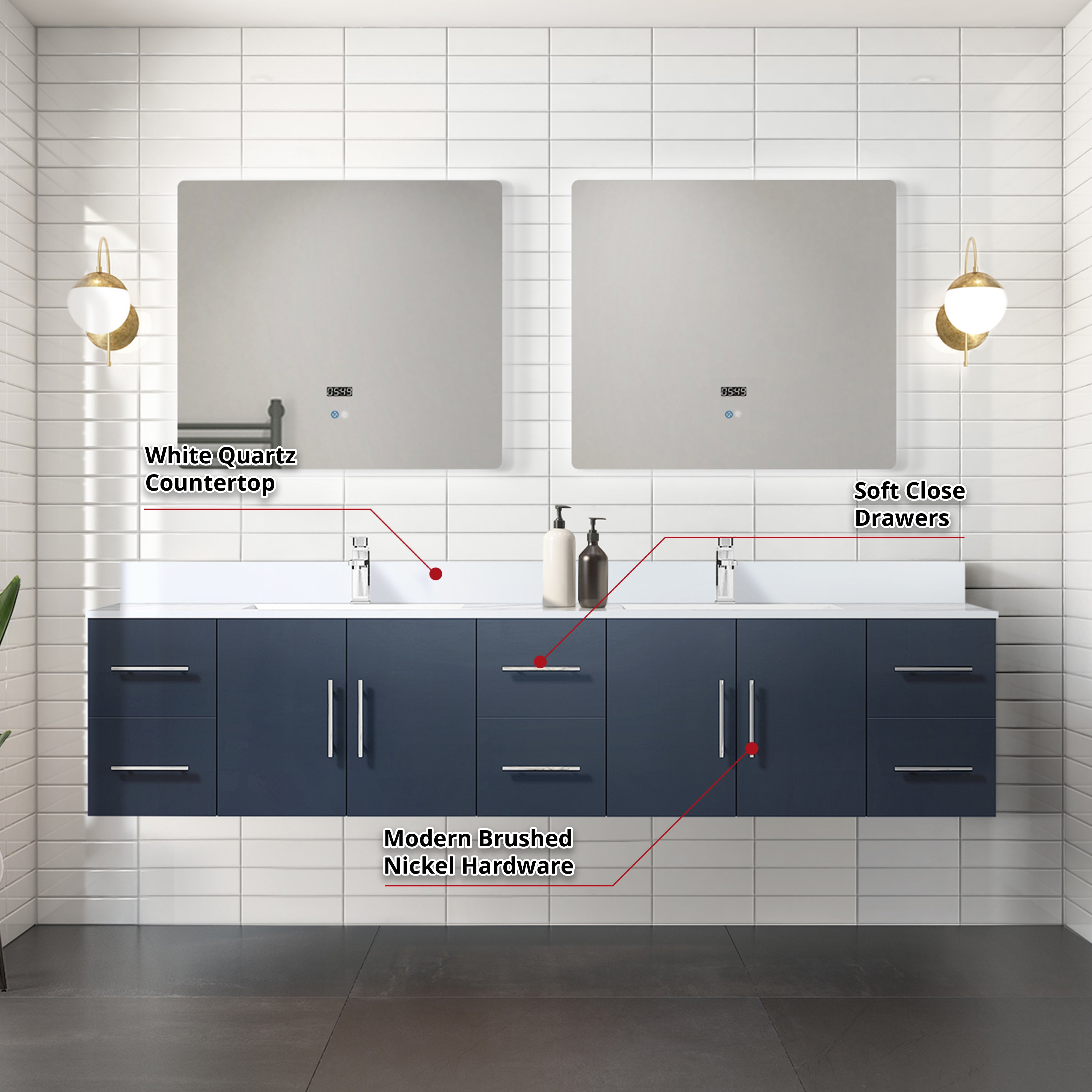 Lexora Geneva 84 in. W x 22 in. D Double Bath Vanity