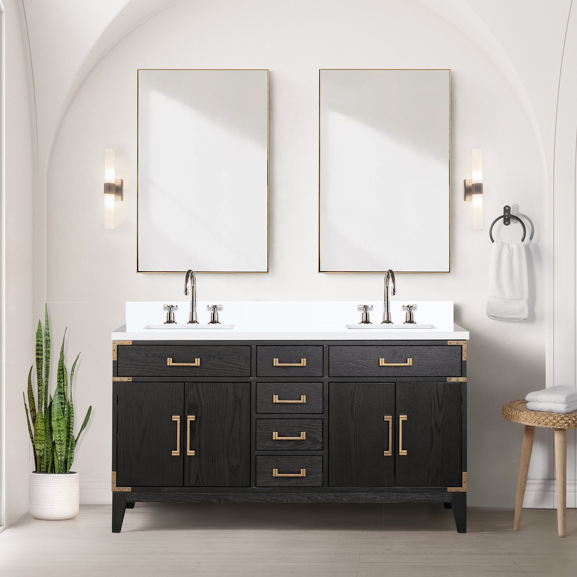 black oak vanity