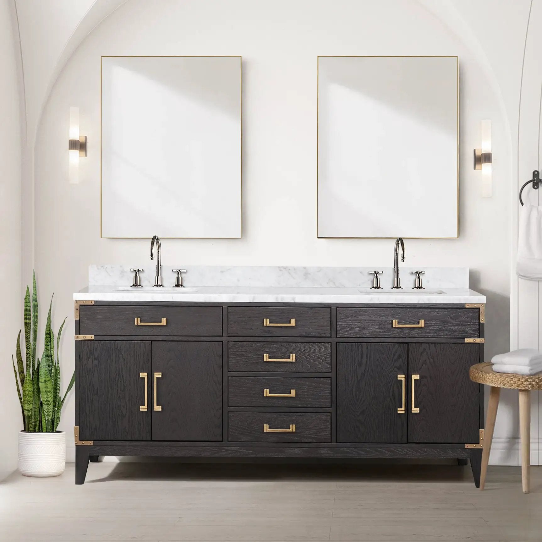 black oak vanity