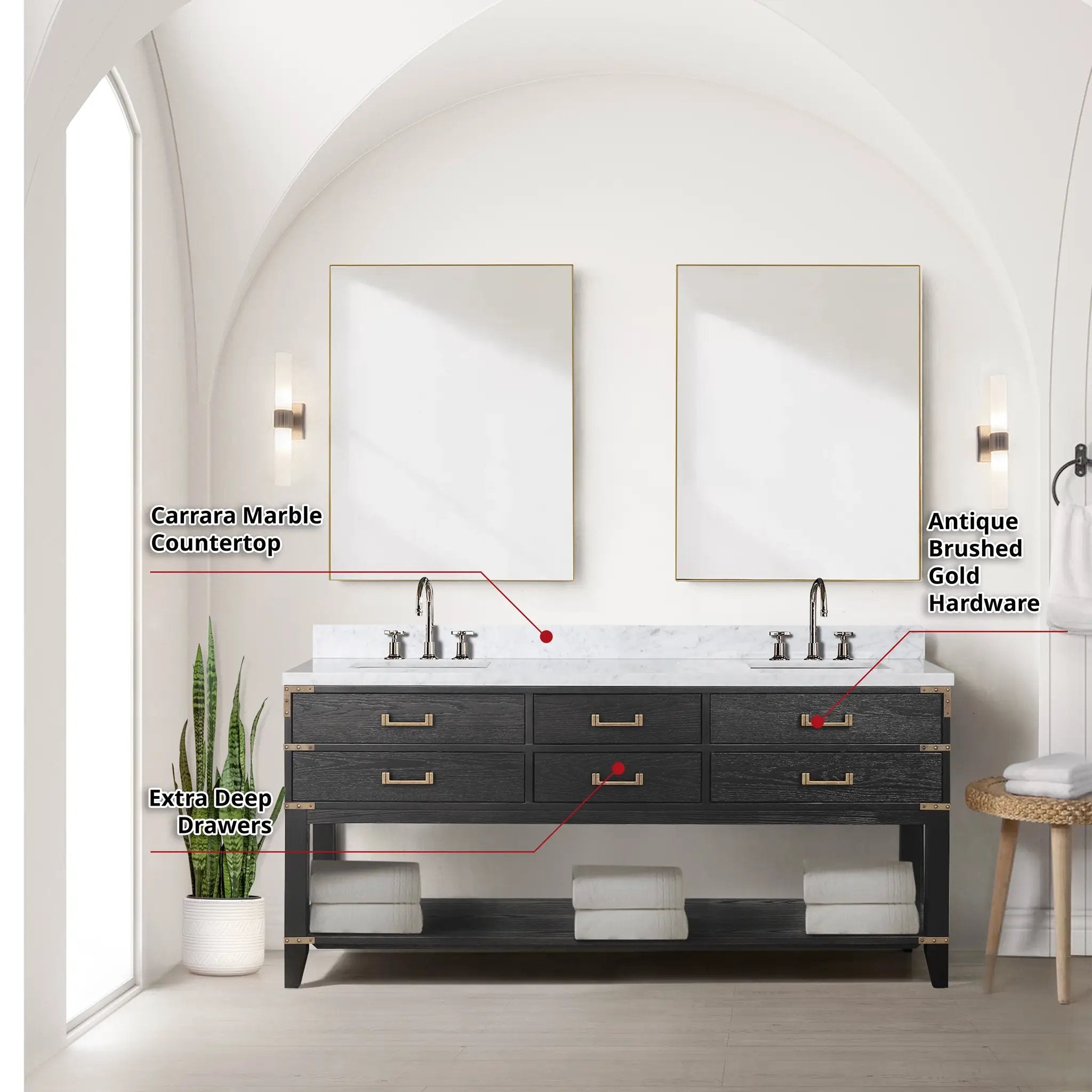 black oak vanity