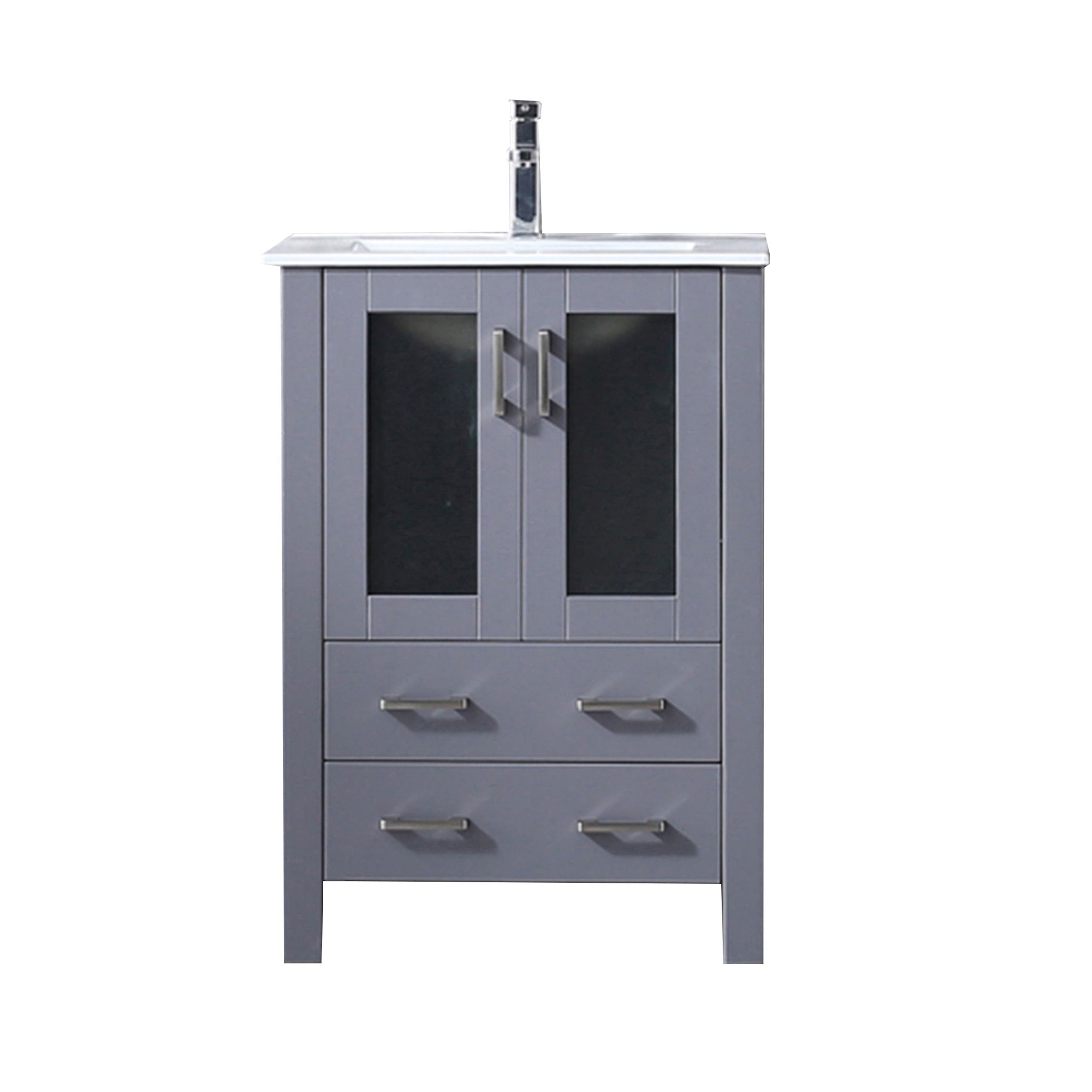 Lexora Volez 24 in W x 18.25 in D Bath Vanity with White Ceramic Top and Faucet Set