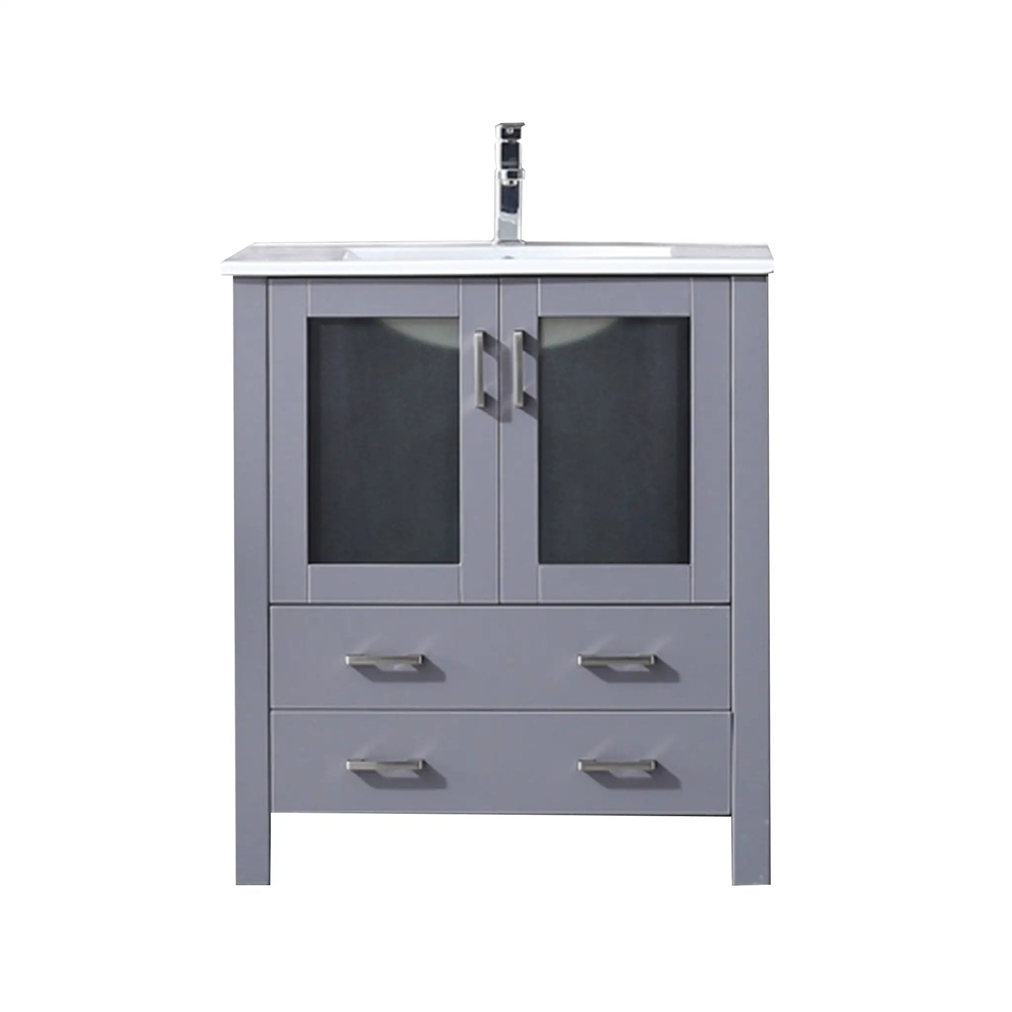 Lexora Volez 30 in W x 18.25 in D Bath Vanity with White Ceramic Top and Faucet Set by Lexora