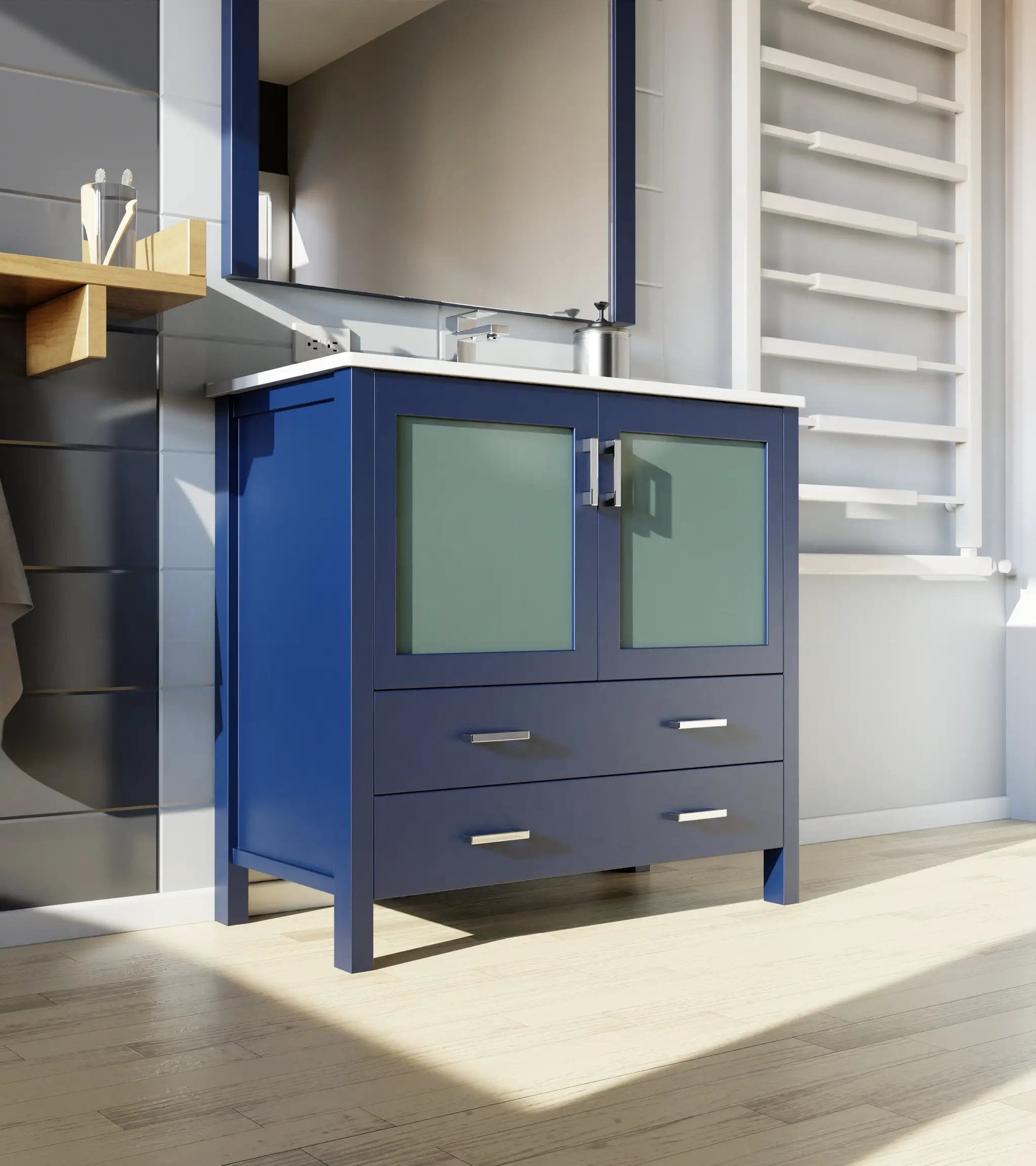 navy blue vanity