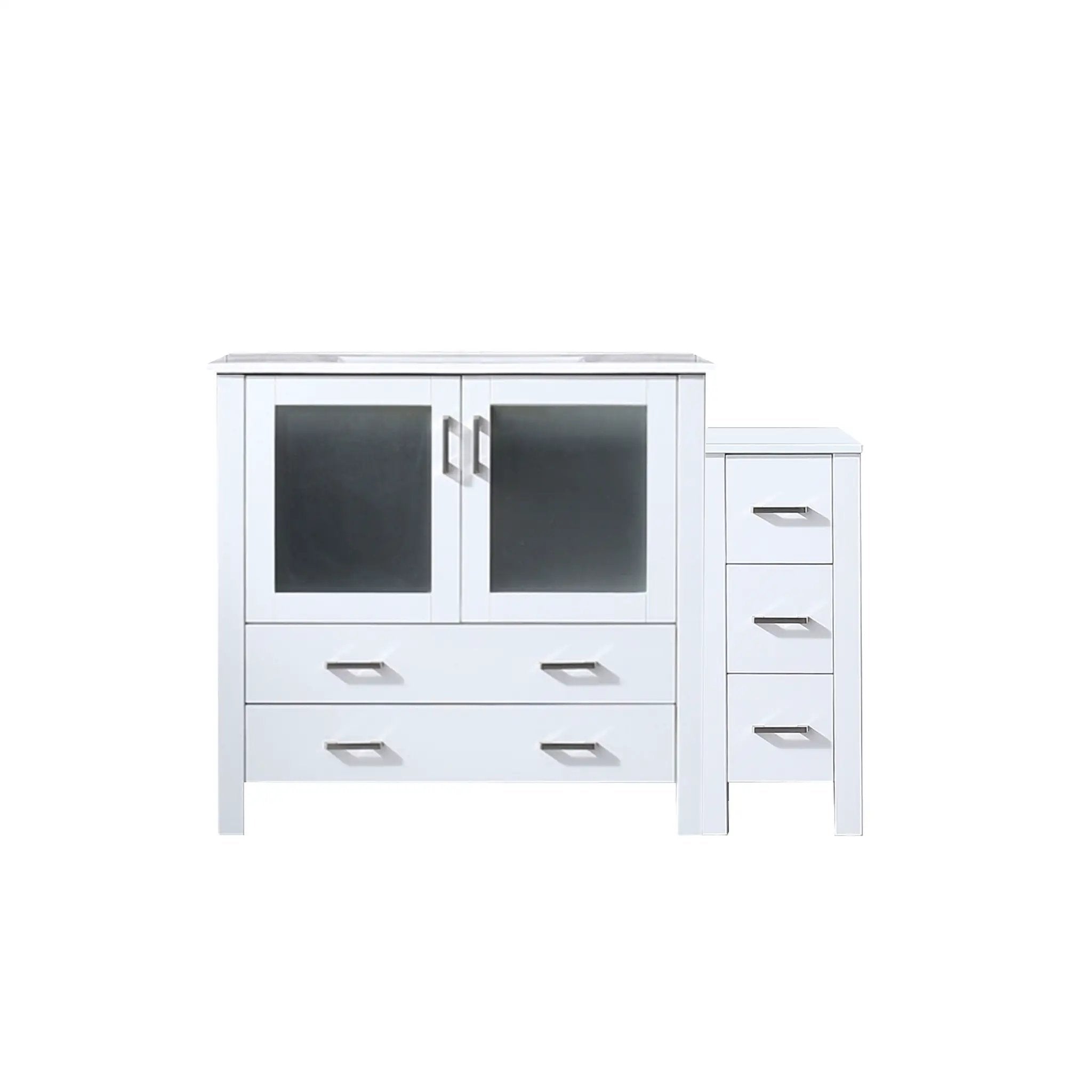 Lexora Volez 48 in W x 18.25 in D Single Bath Vanity with Side Cabinet and White Ceramic Top by Lexora