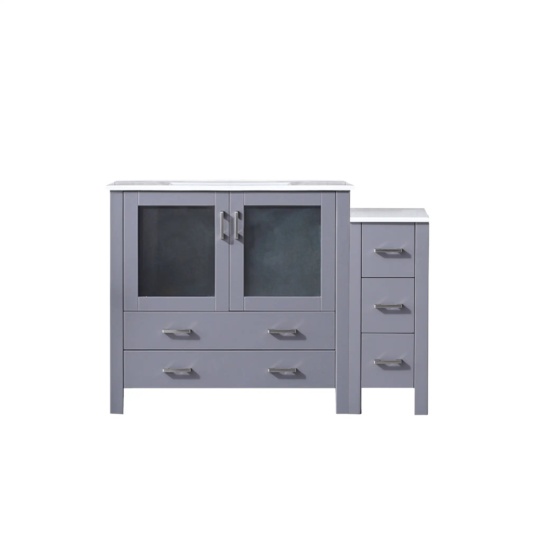 Lexora Volez 48 in W x 18.25 in D Single Bath Vanity with Side Cabinet and White Ceramic Top by Lexora