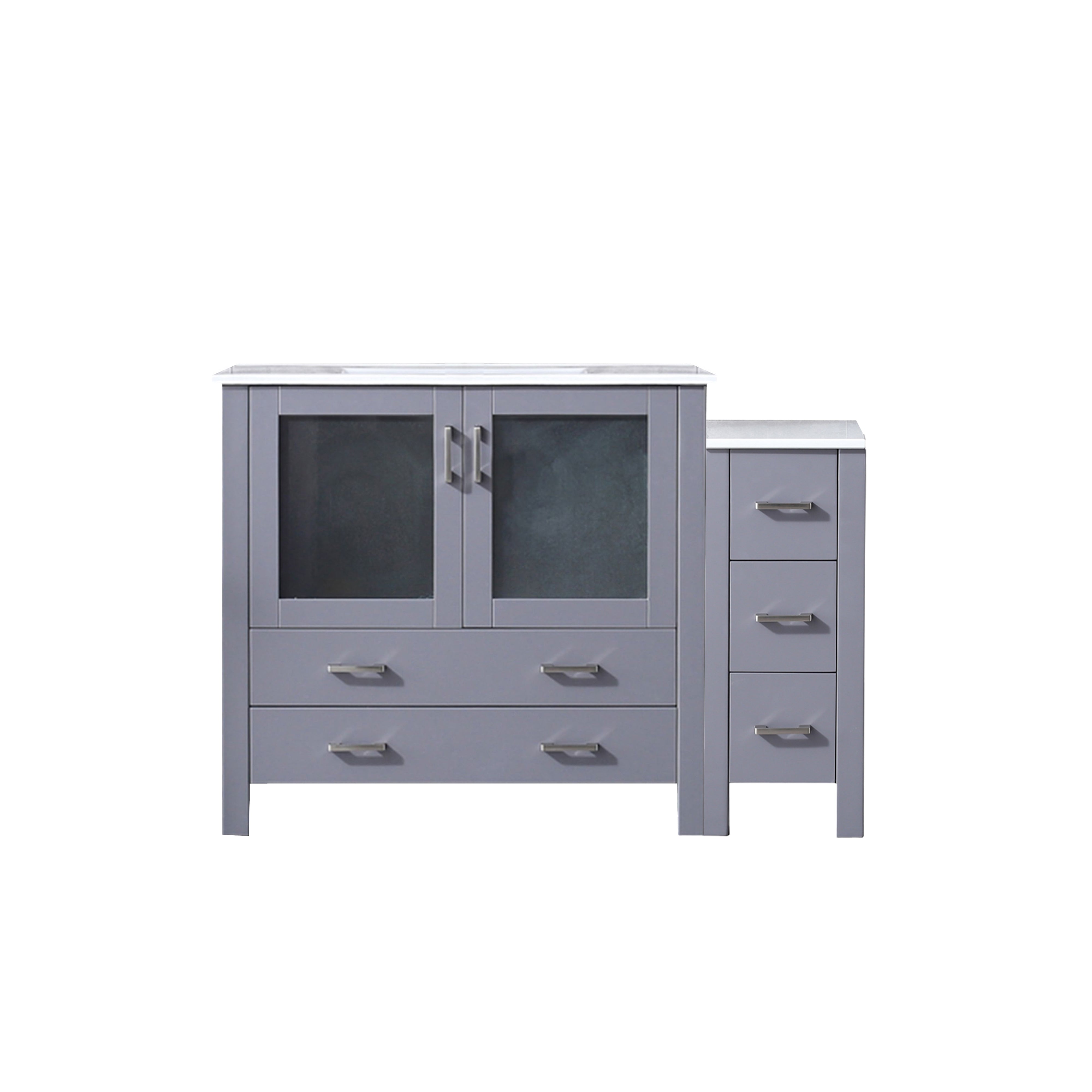 Lexora Volez 48 in W x 18.25 in D Single Bath Vanity with Side Cabinet and White Ceramic Top