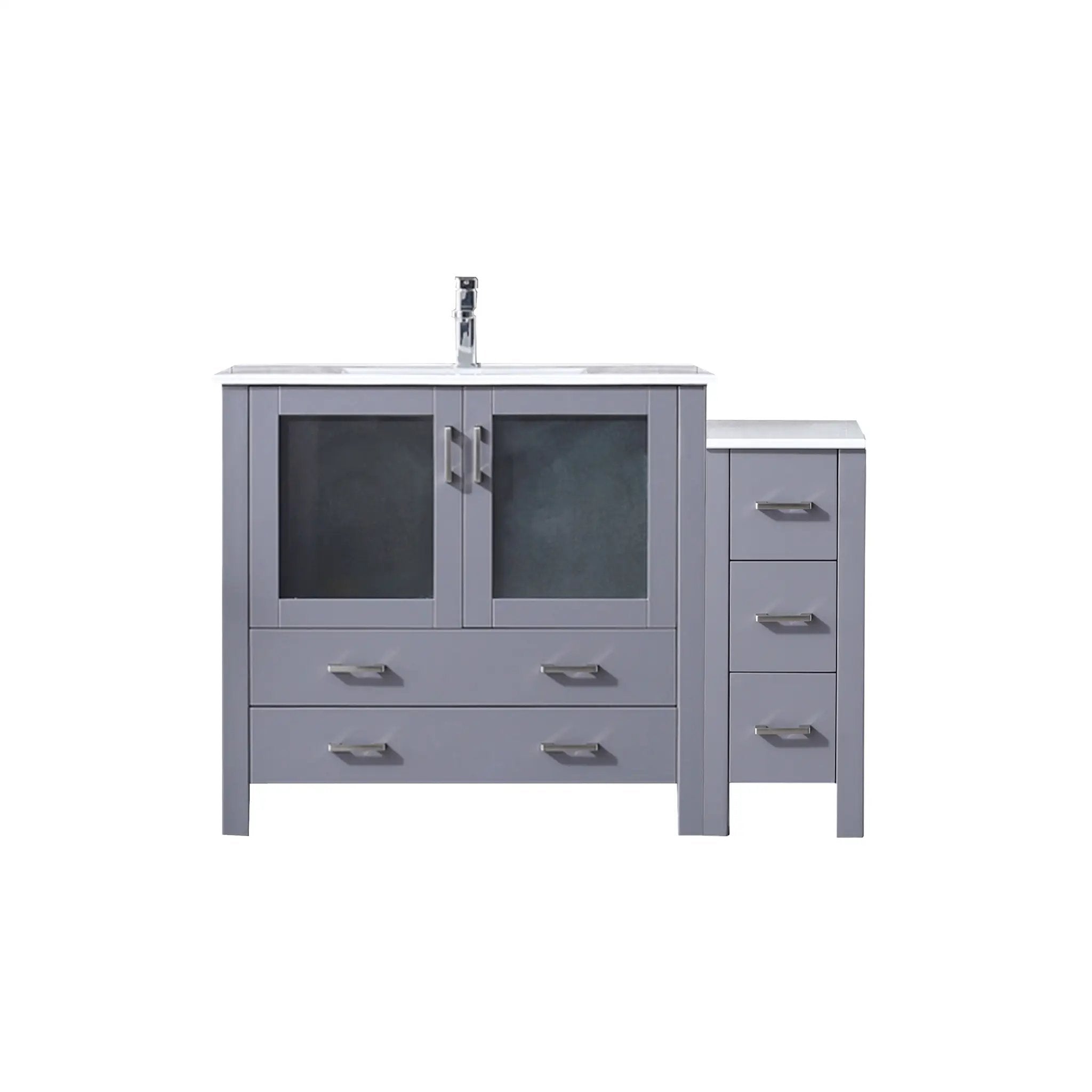 Lexora Volez 48 in W x 18.25 in D Single Bath Vanity with Side Cabinet and White Ceramic Top by Lexora