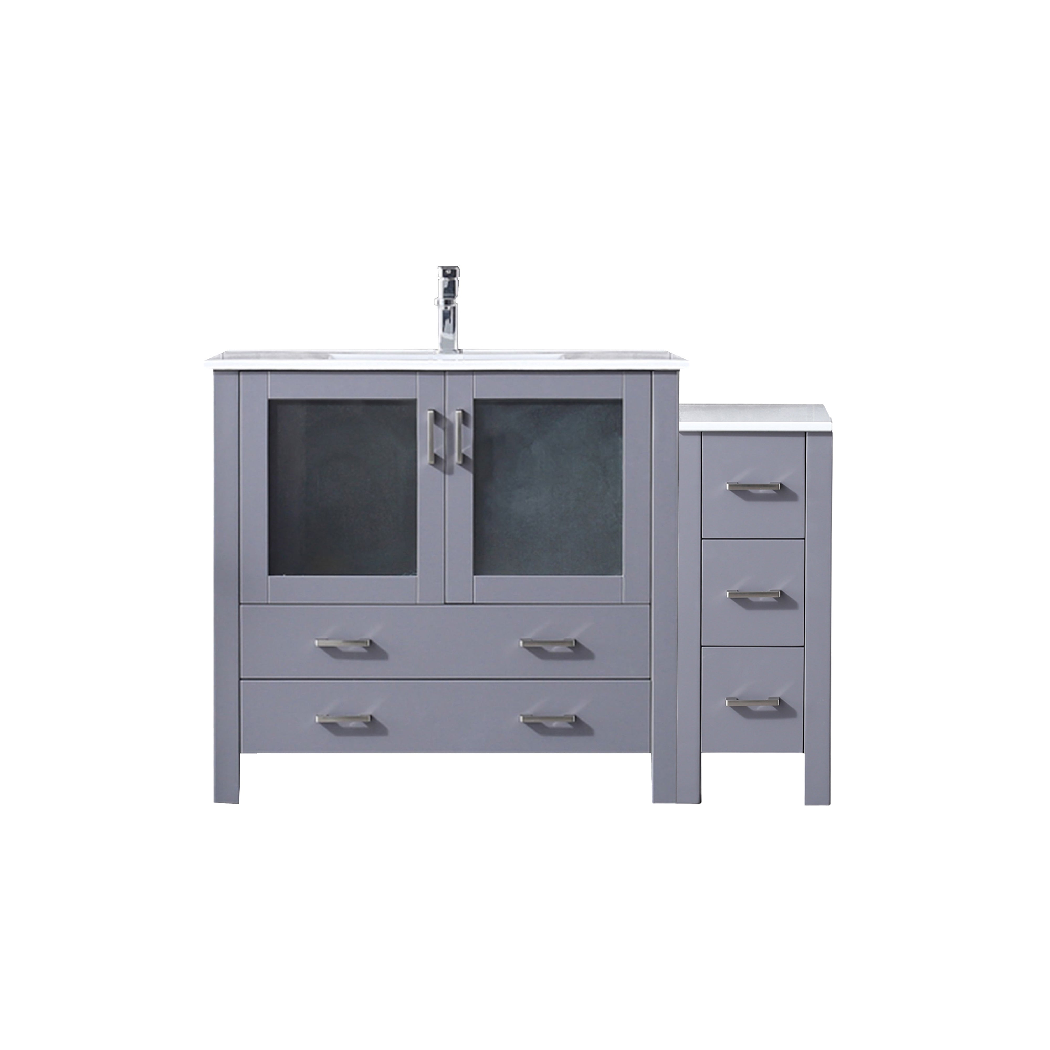 Lexora Volez 48 in W x 18.25 in D Single Bath Vanity with Side Cabinet and White Ceramic Top