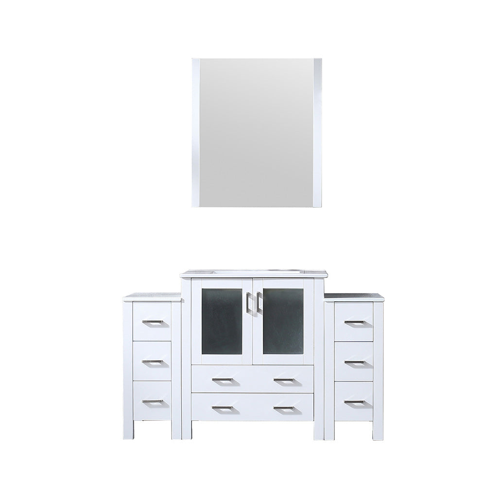 Lexora Volez 54 in W x 18.25 in D Single Bath Vanity with Side Cabinets and White Ceramic Top