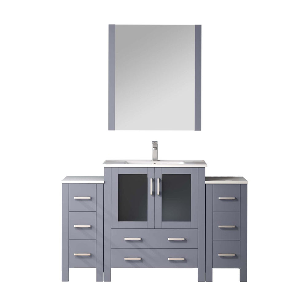 Lexora Volez 54 in W x 18.25 in D Single Bath Vanity with Side Cabinets and White Ceramic Top