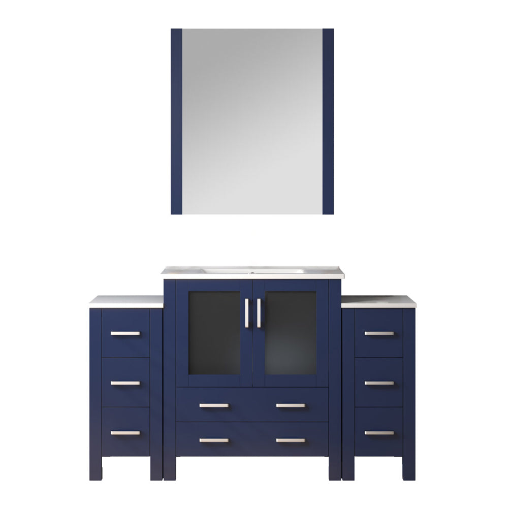 Lexora Volez 54 in W x 18.25 in D Single Bath Vanity with Side Cabinets and White Ceramic Top