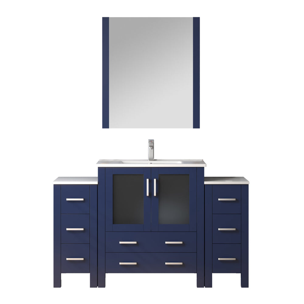 Lexora Volez 54 in W x 18.25 in D Single Bath Vanity with Side Cabinets and White Ceramic Top
