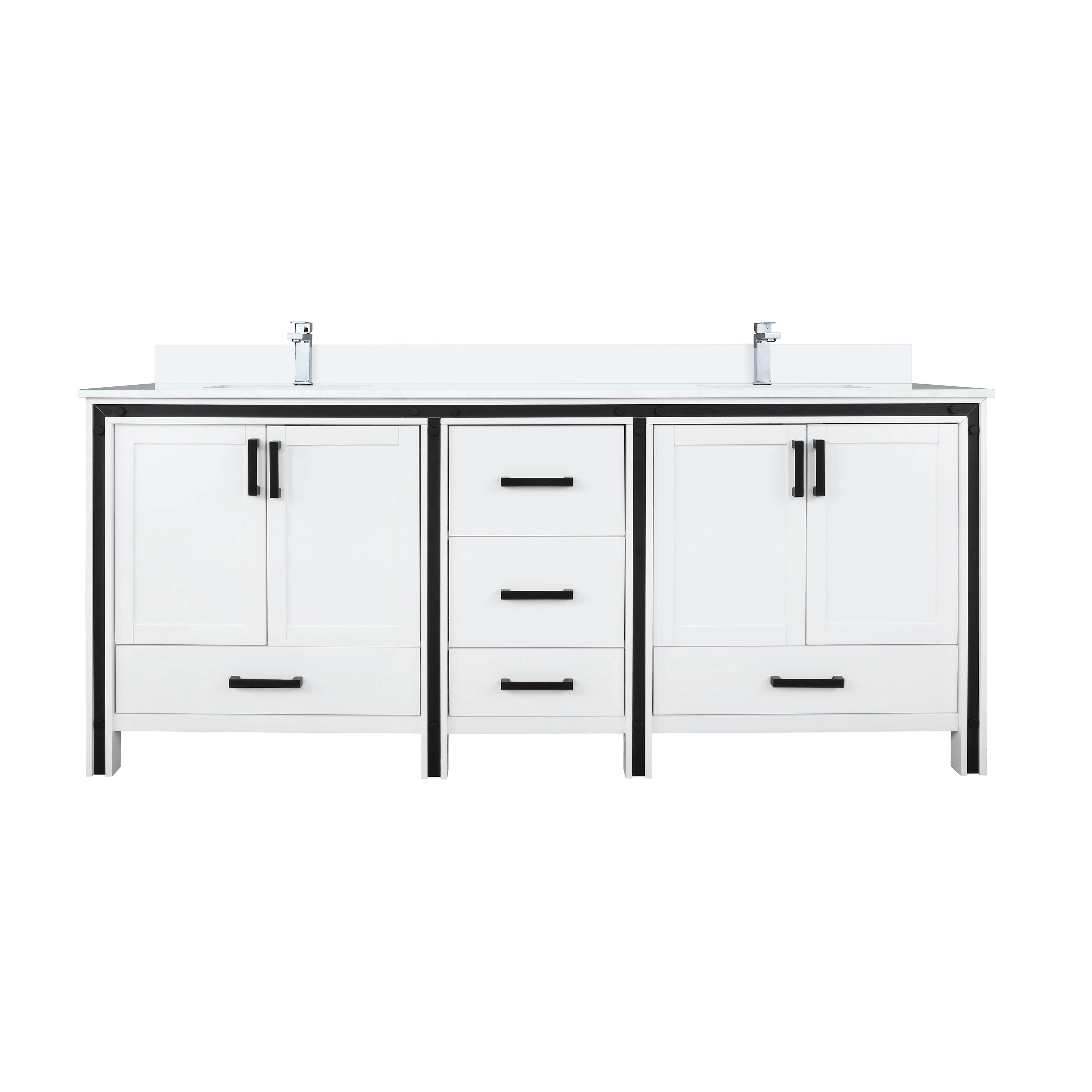 Lexora Ziva 72 in W x 22 in D Double Bath Vanity