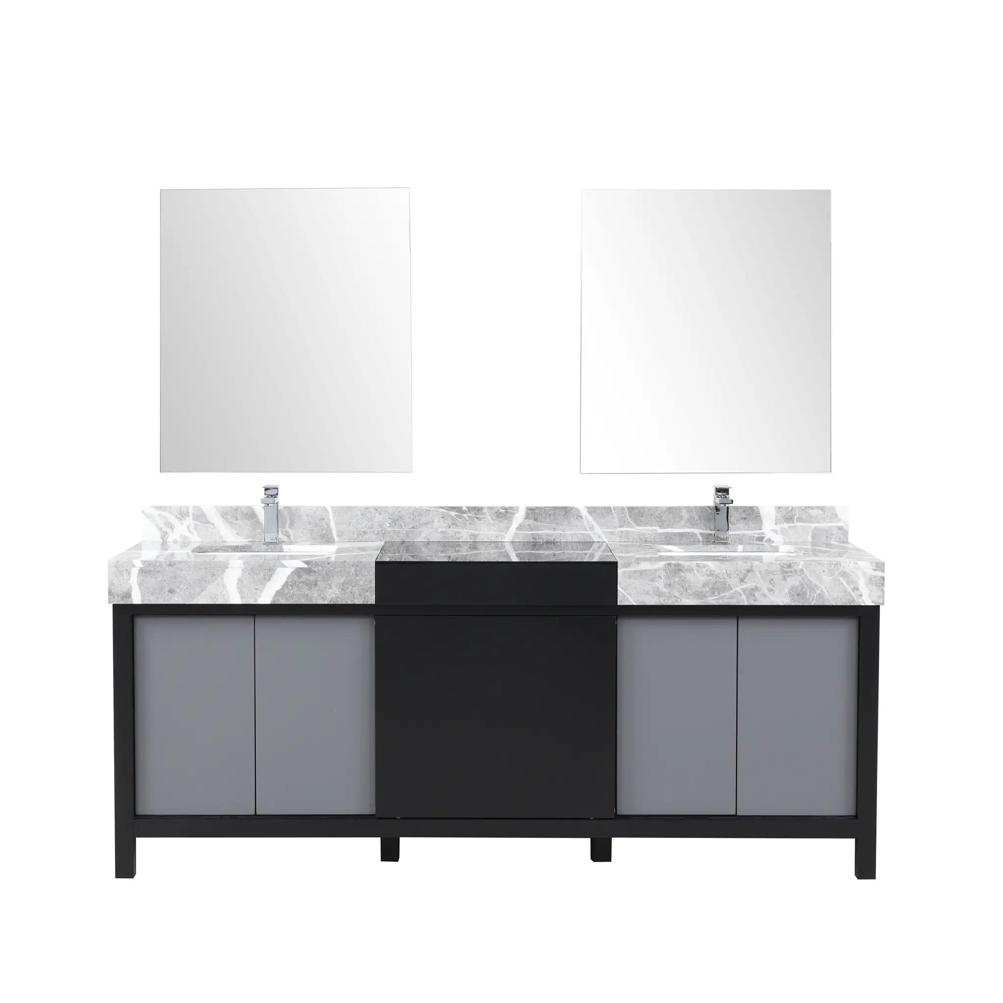 Lexora Zilara 80 in W x 22 in D Black and Grey Double Bath Vanity and Castle Grey Marble Top by Lexora