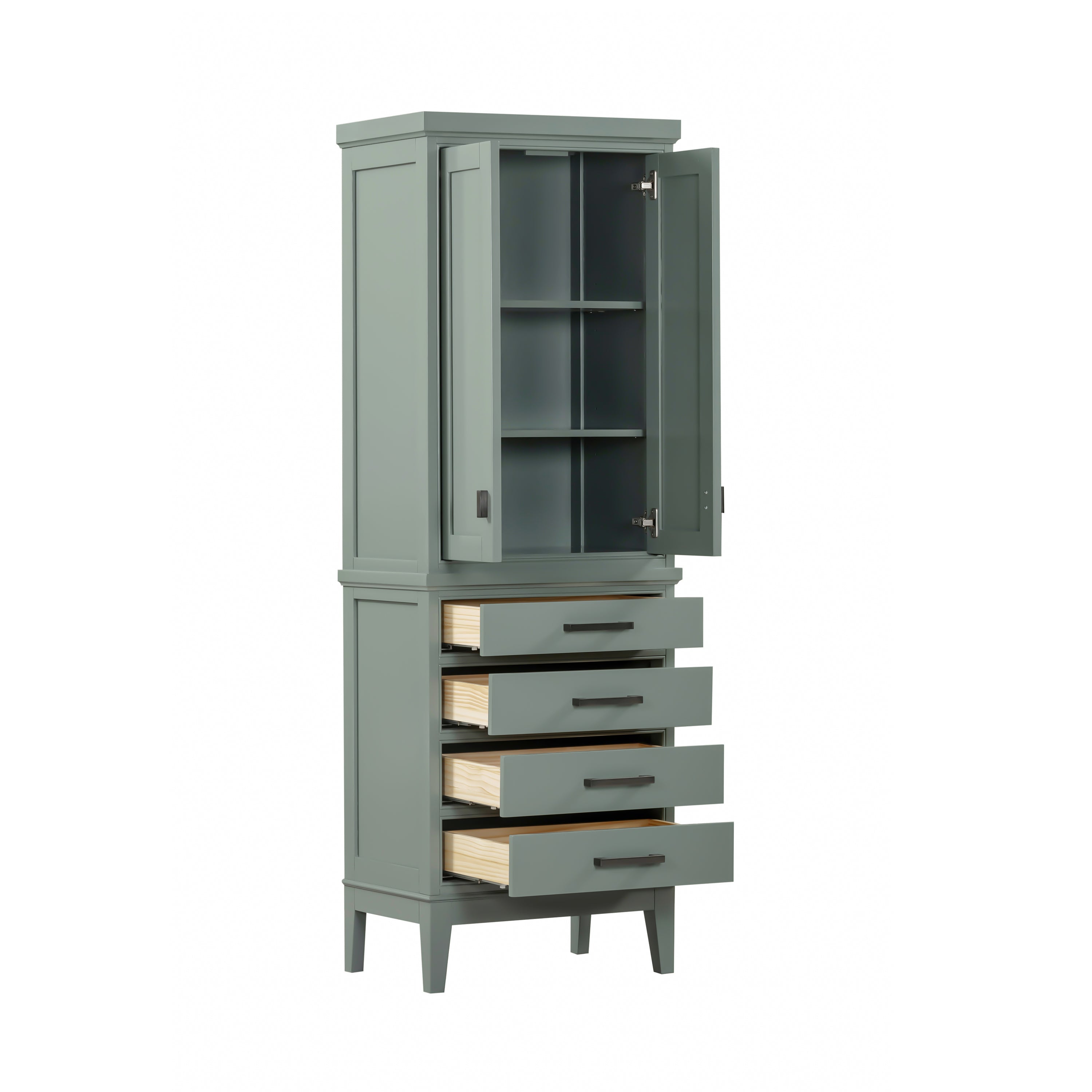 smoke green linen cabinet