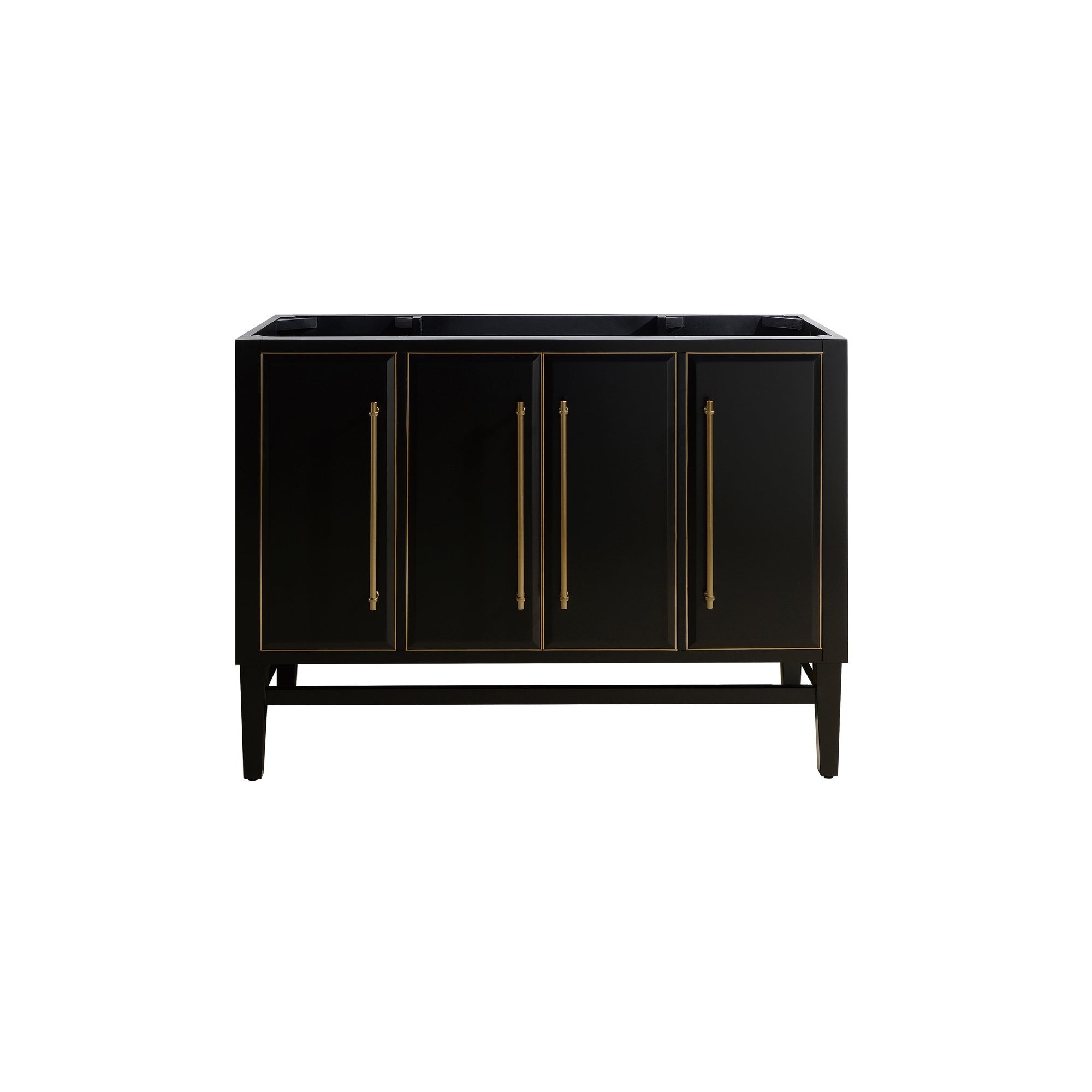 black/gold trim vanity base