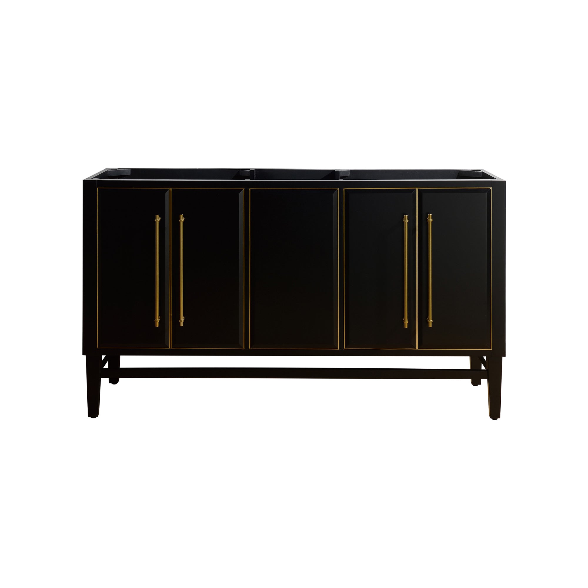 black/gold trim vanity base