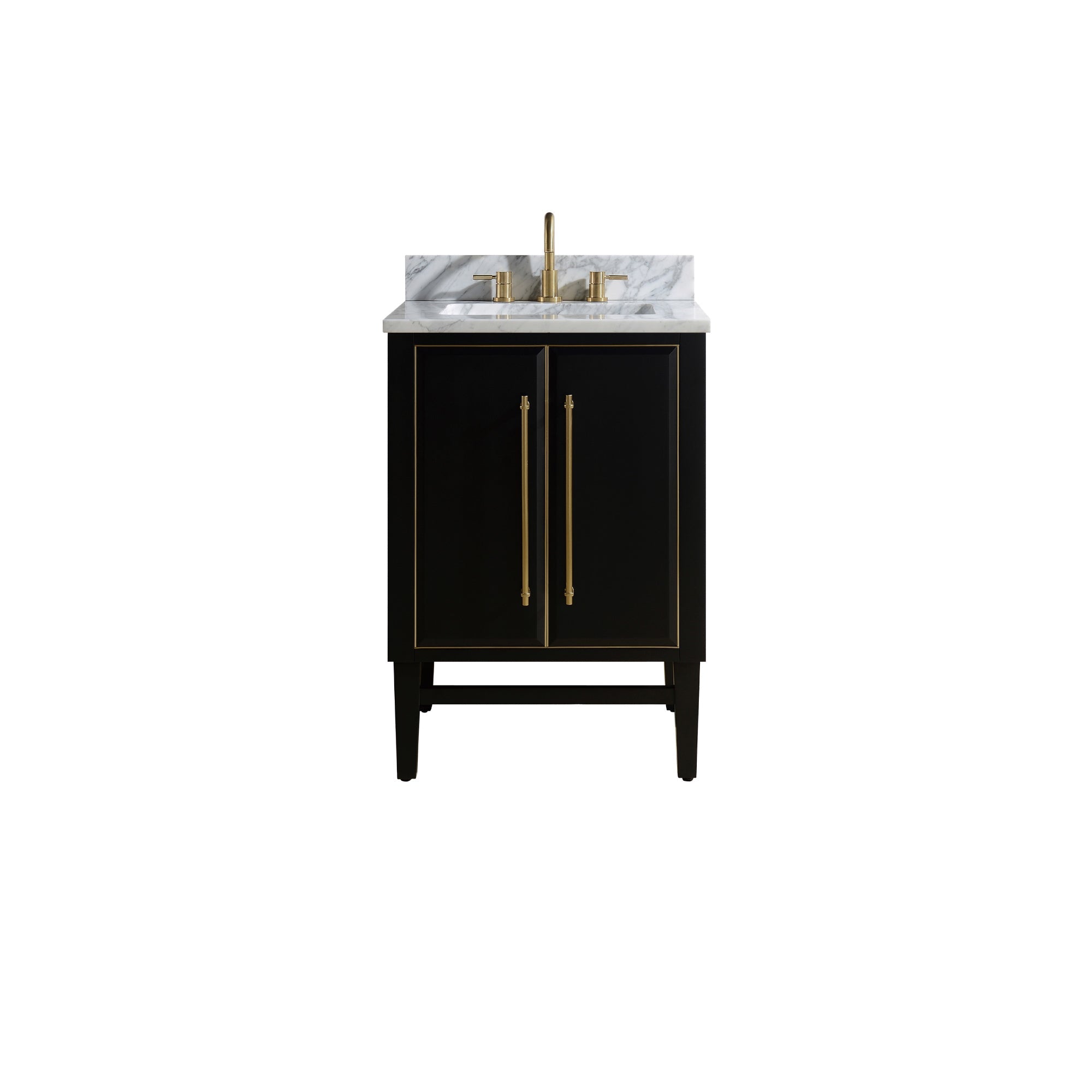 black/gold trim vanity set