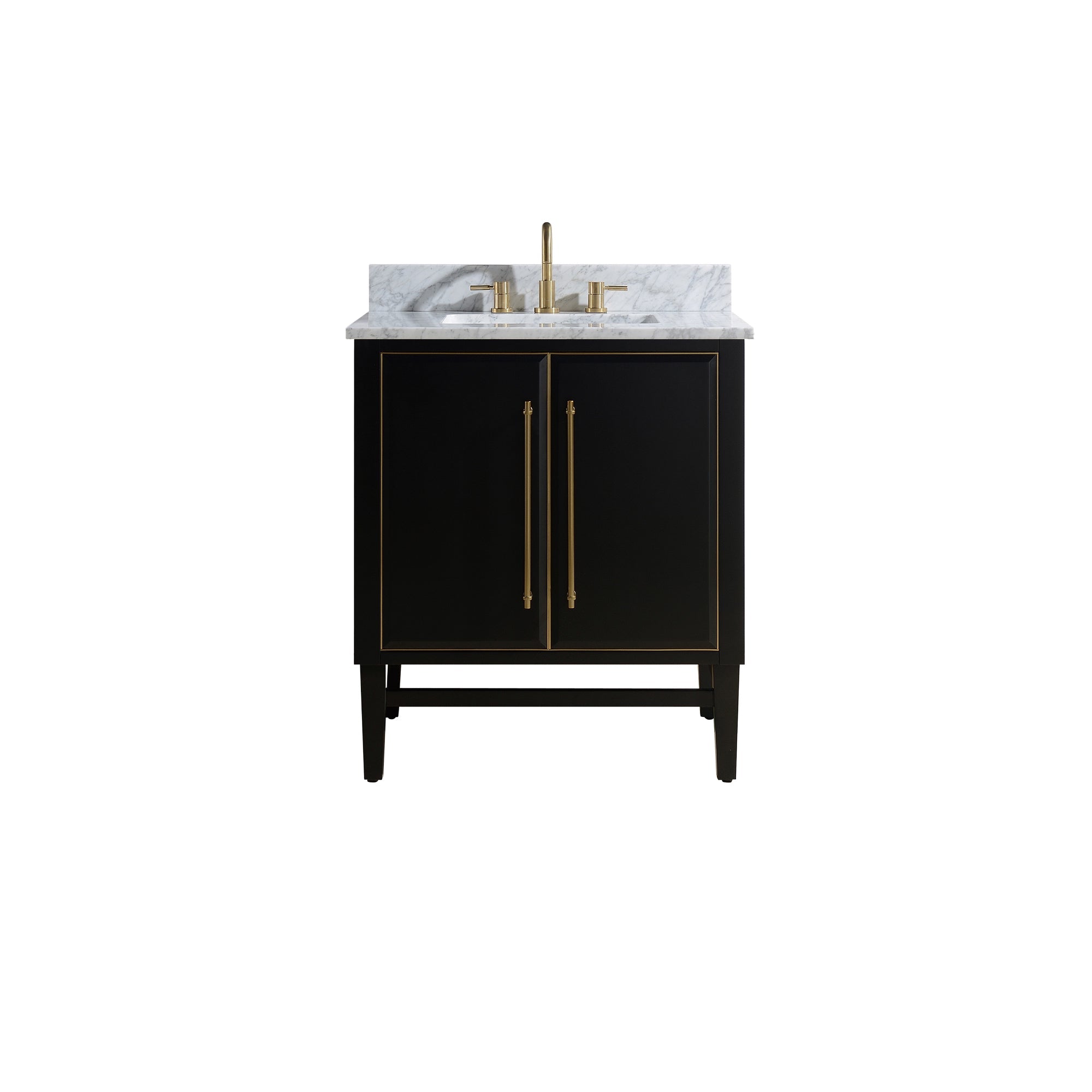 black/gold trim vanity set