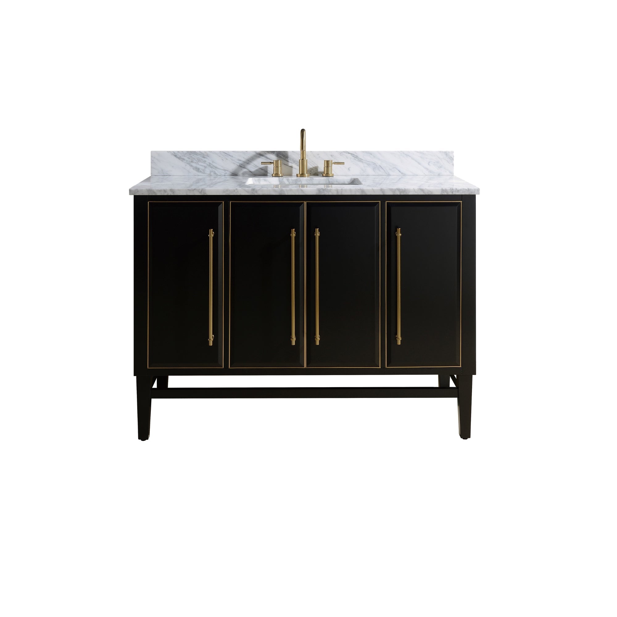 black/gold trim vanity set