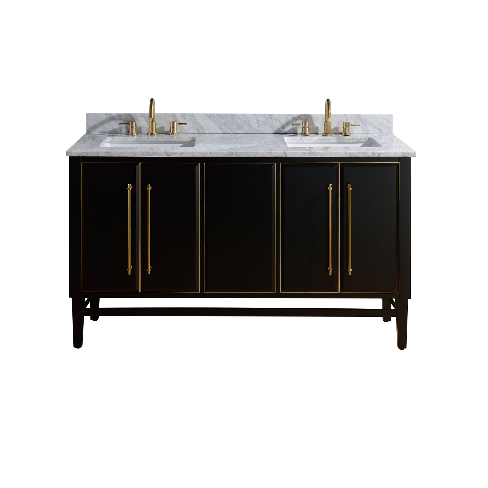 black/gold trim vanity set