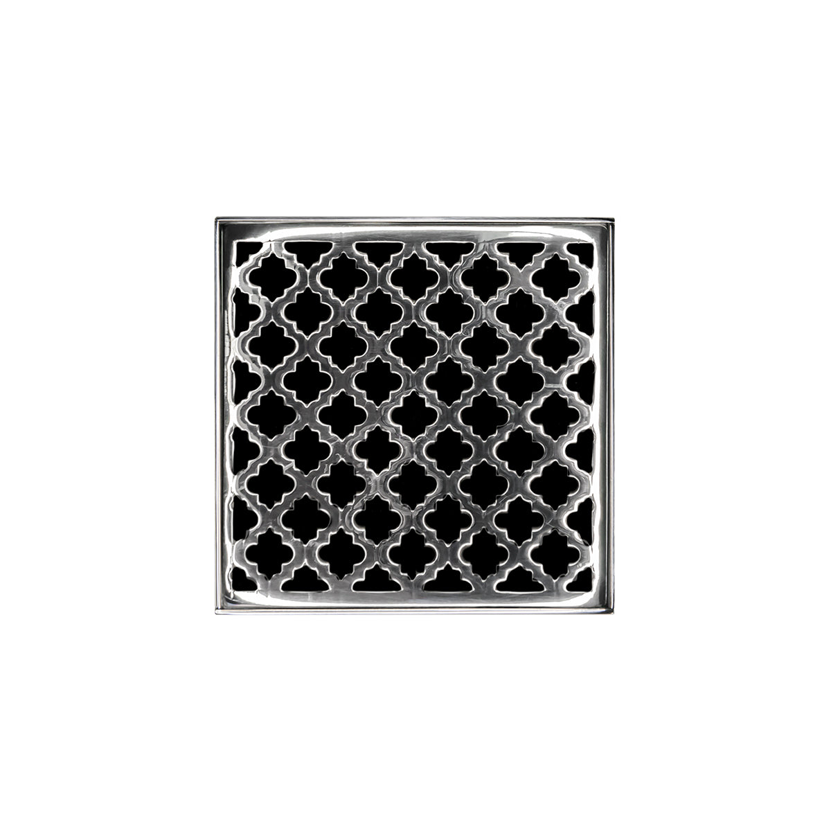 Infinity Drain 4" x 4" MD 4 Complete Kit with Moor Pattern Decorative Plate with Cast Iron Drain Body, 2" Outlet
