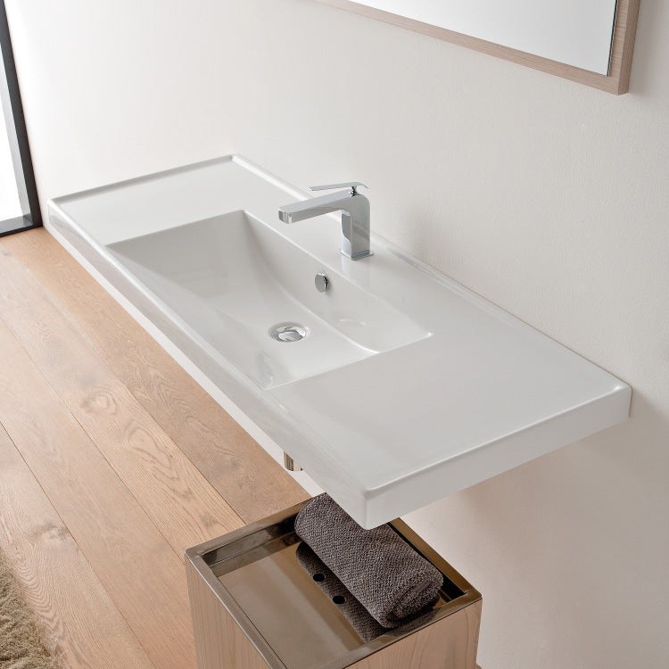 Nameeks Scarabeo 47-5/8" Ceramic Wall Mounted/Drop In Bathroom Sink - Includes Overflow