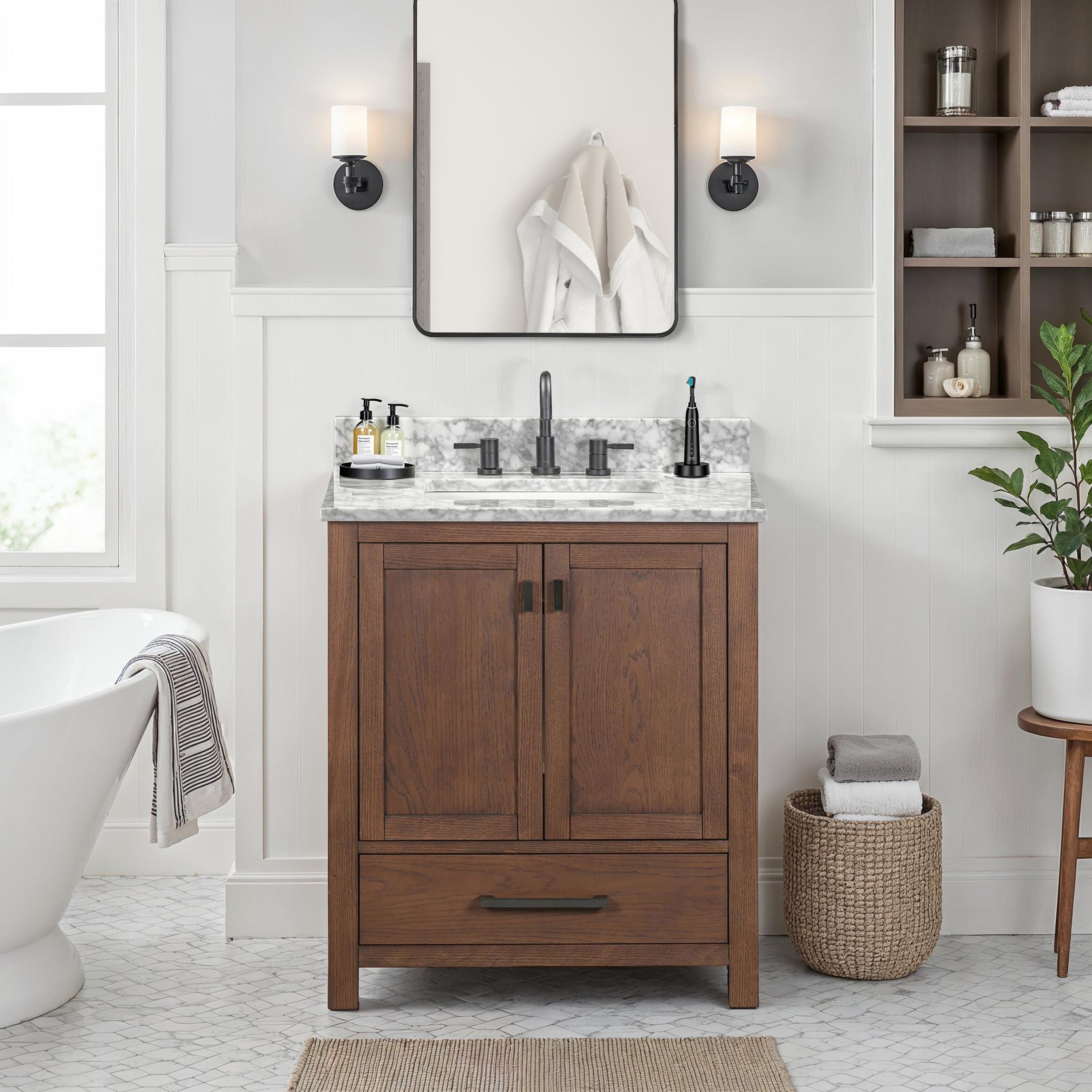 mocha oak vanity base