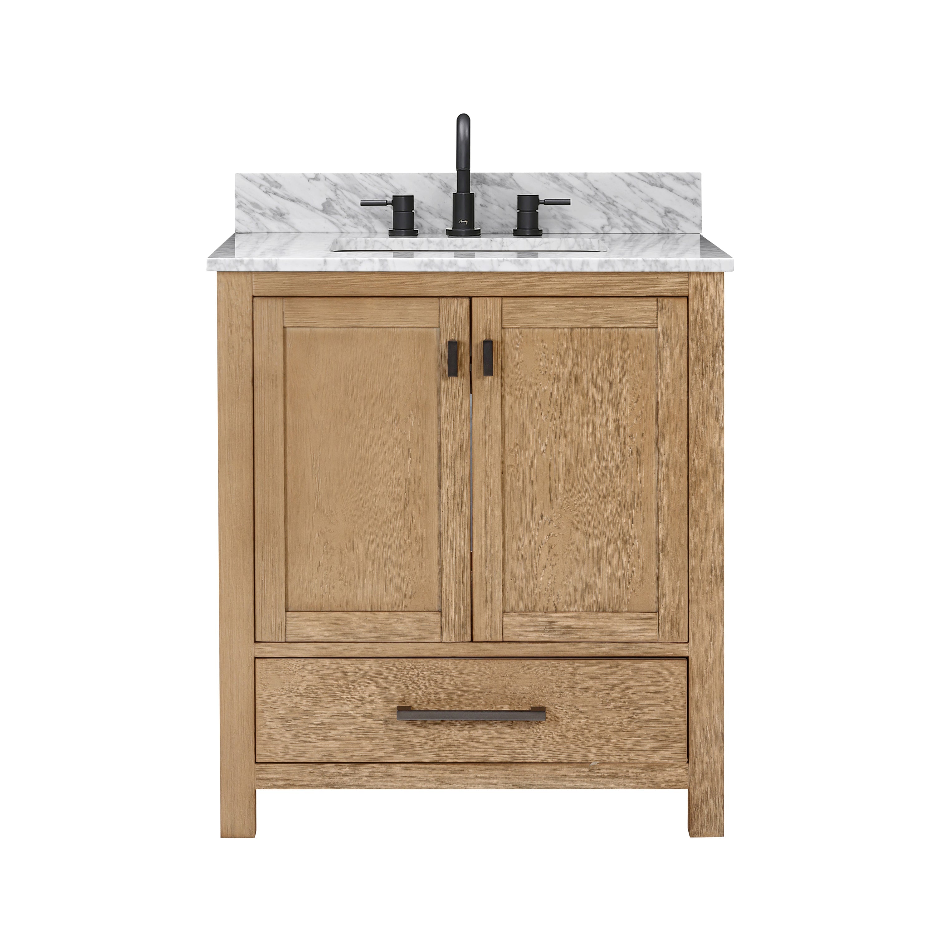 brushed oak vanity set