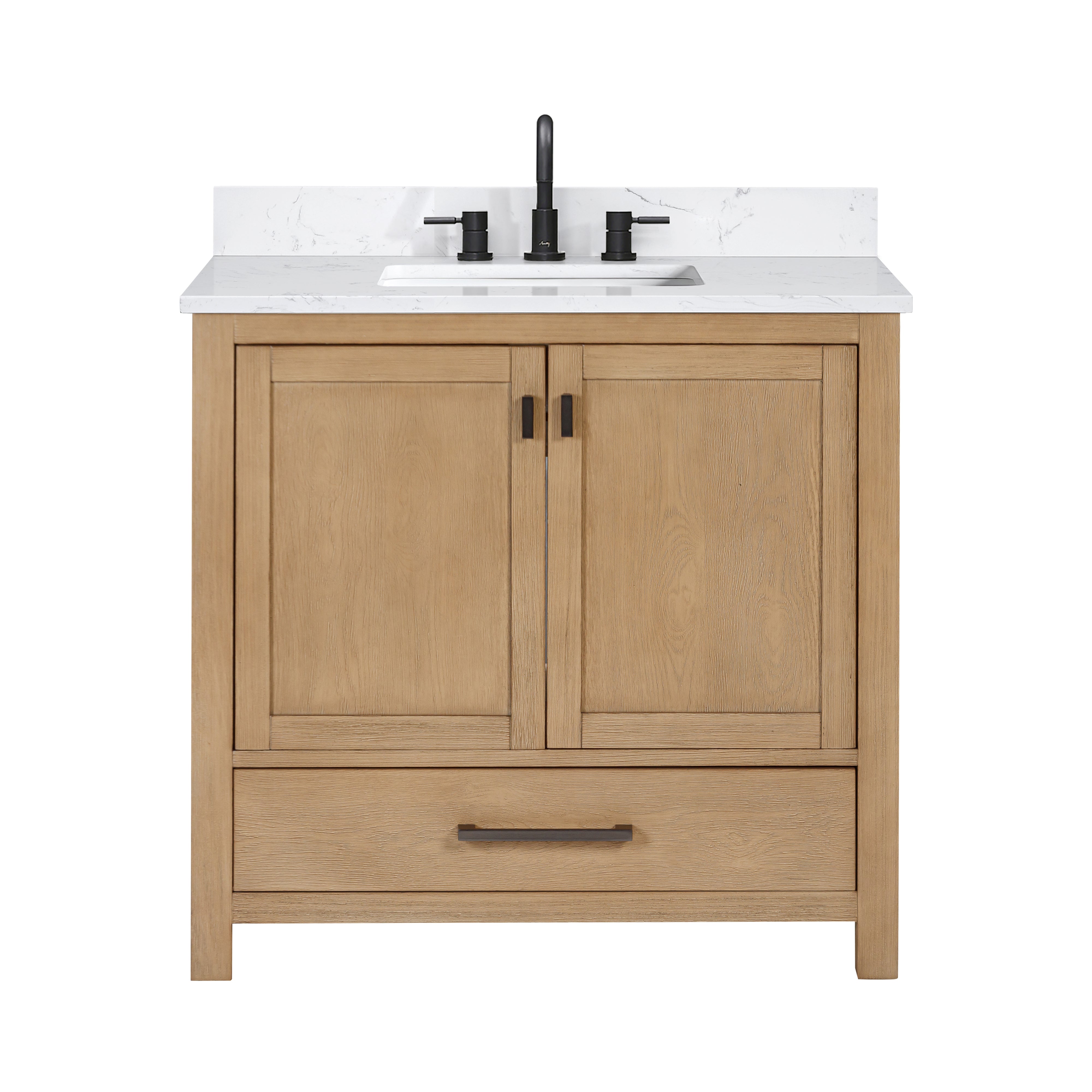 brushed oak vanity set