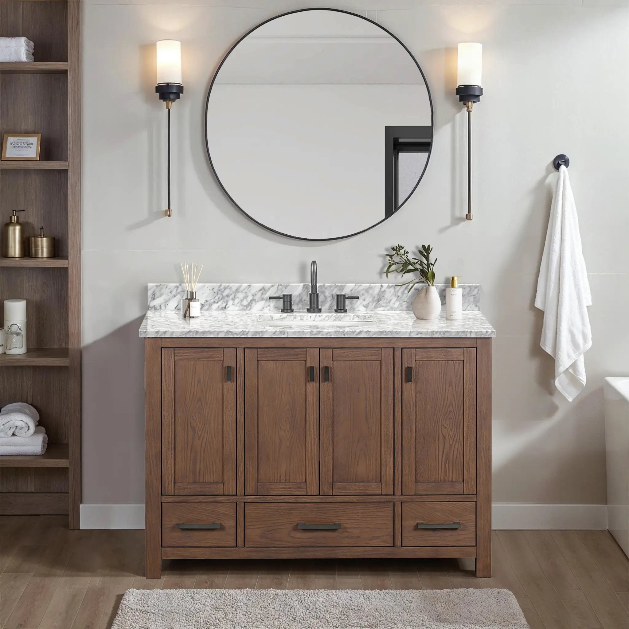 mocha oak vanity set