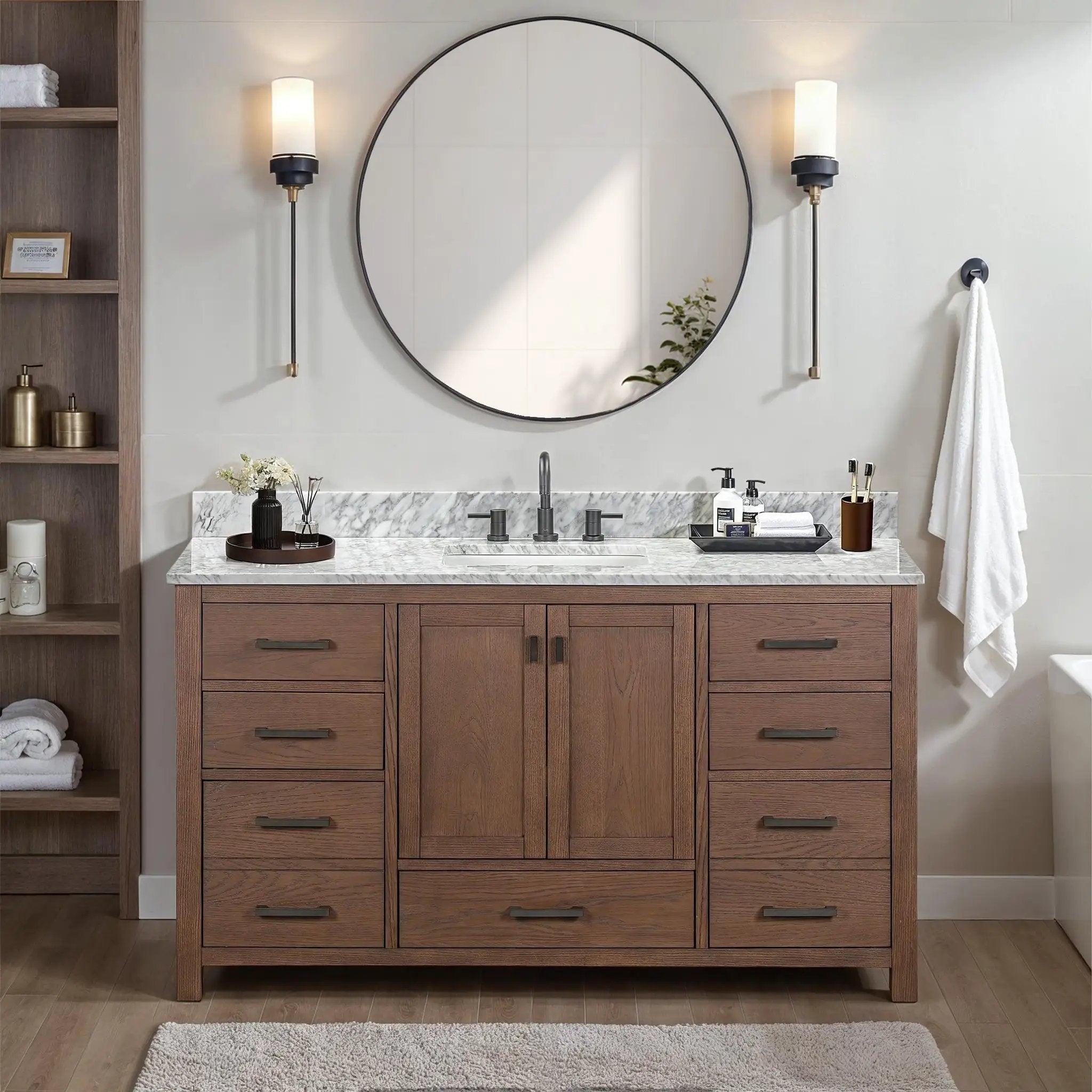 mocha oak vanity base