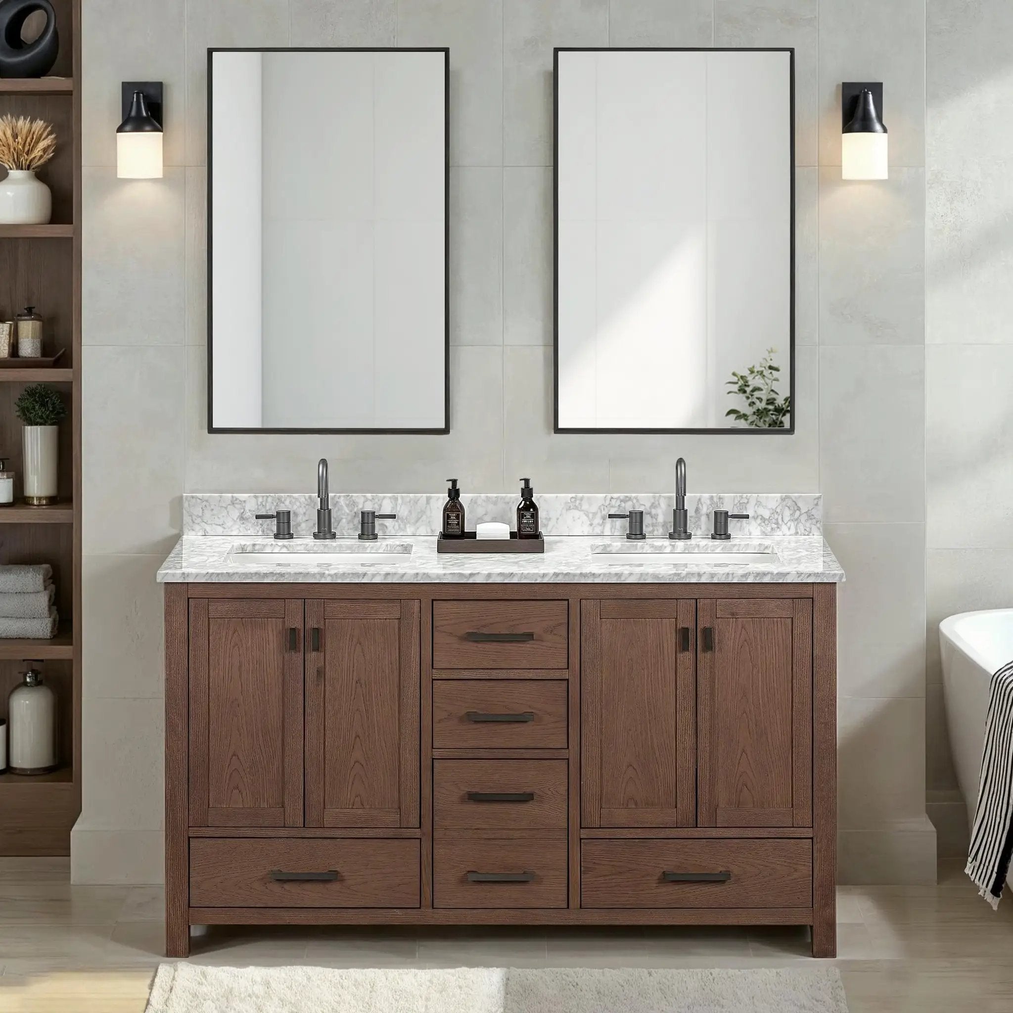 mocha oak vanity base