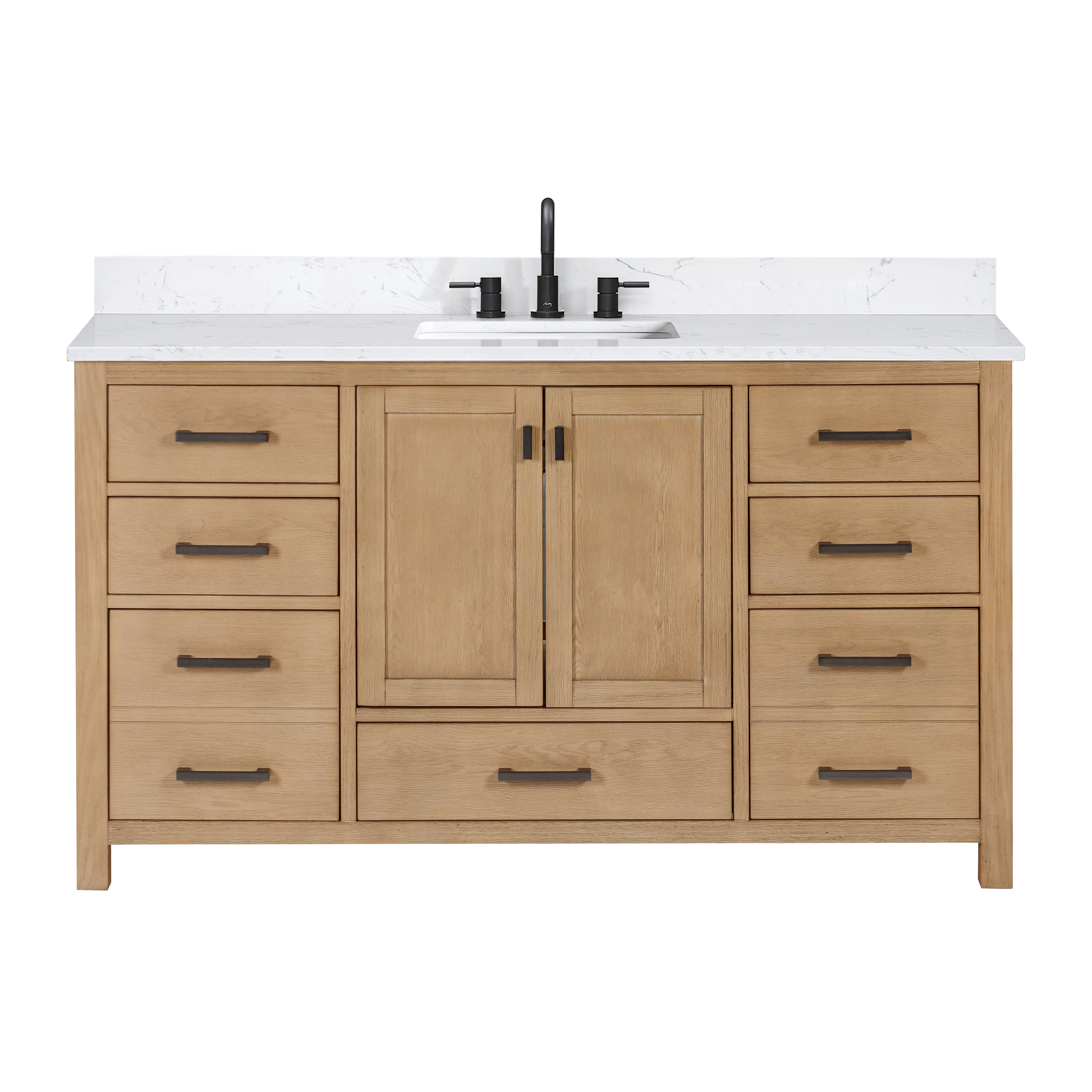 brushed oak vanity set