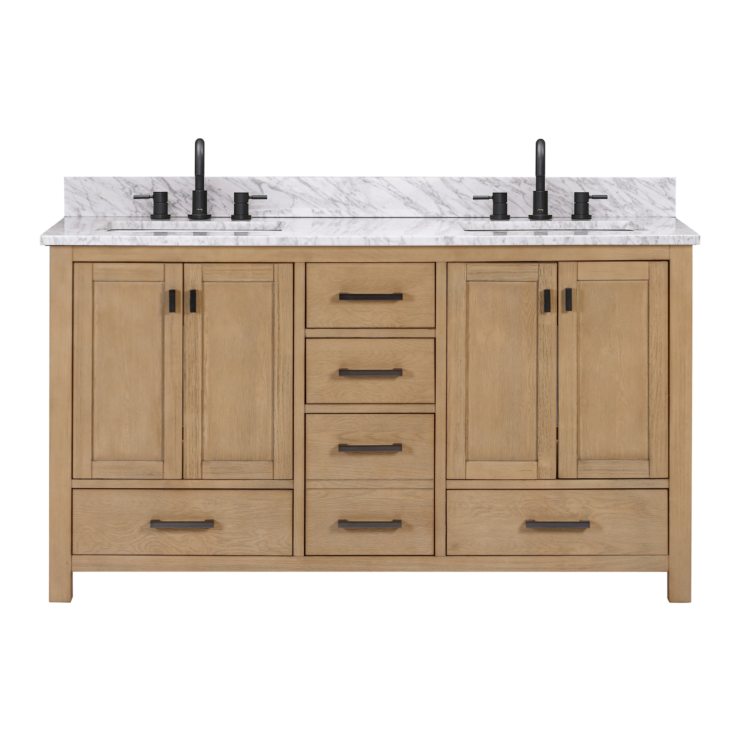 brushed oak vanity set