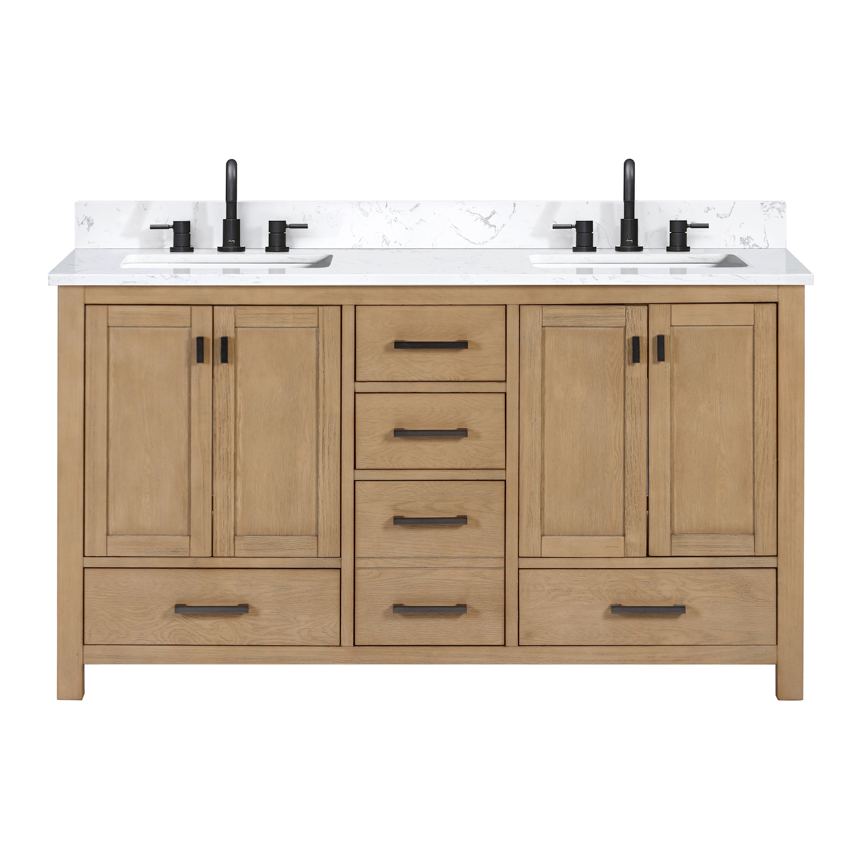 Avanity Modero 61 inch Double Vanity Combo in Carrara White Marble Top