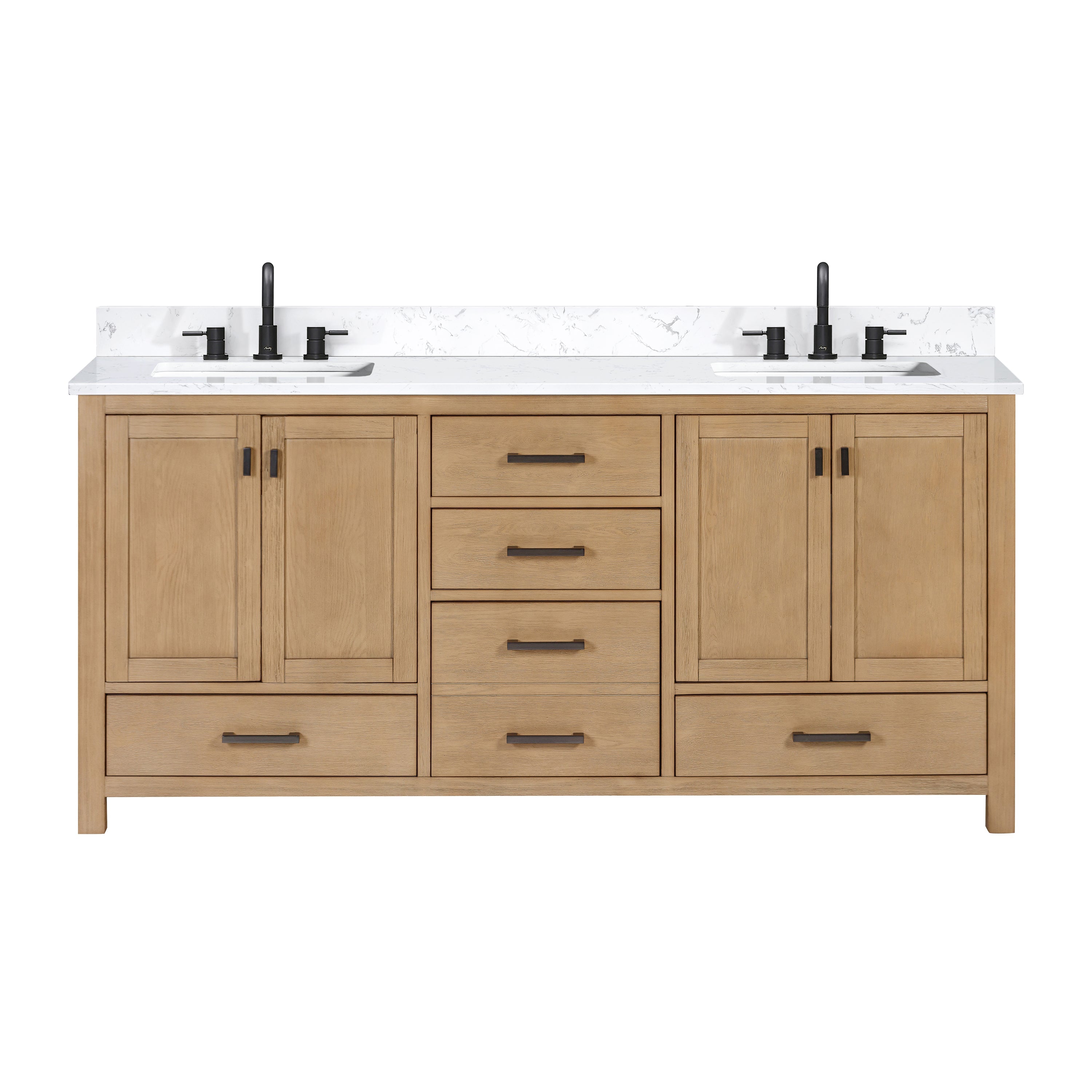 Avanity Modero 73 inch Double Vanity Combo in Carrara White Marble Top