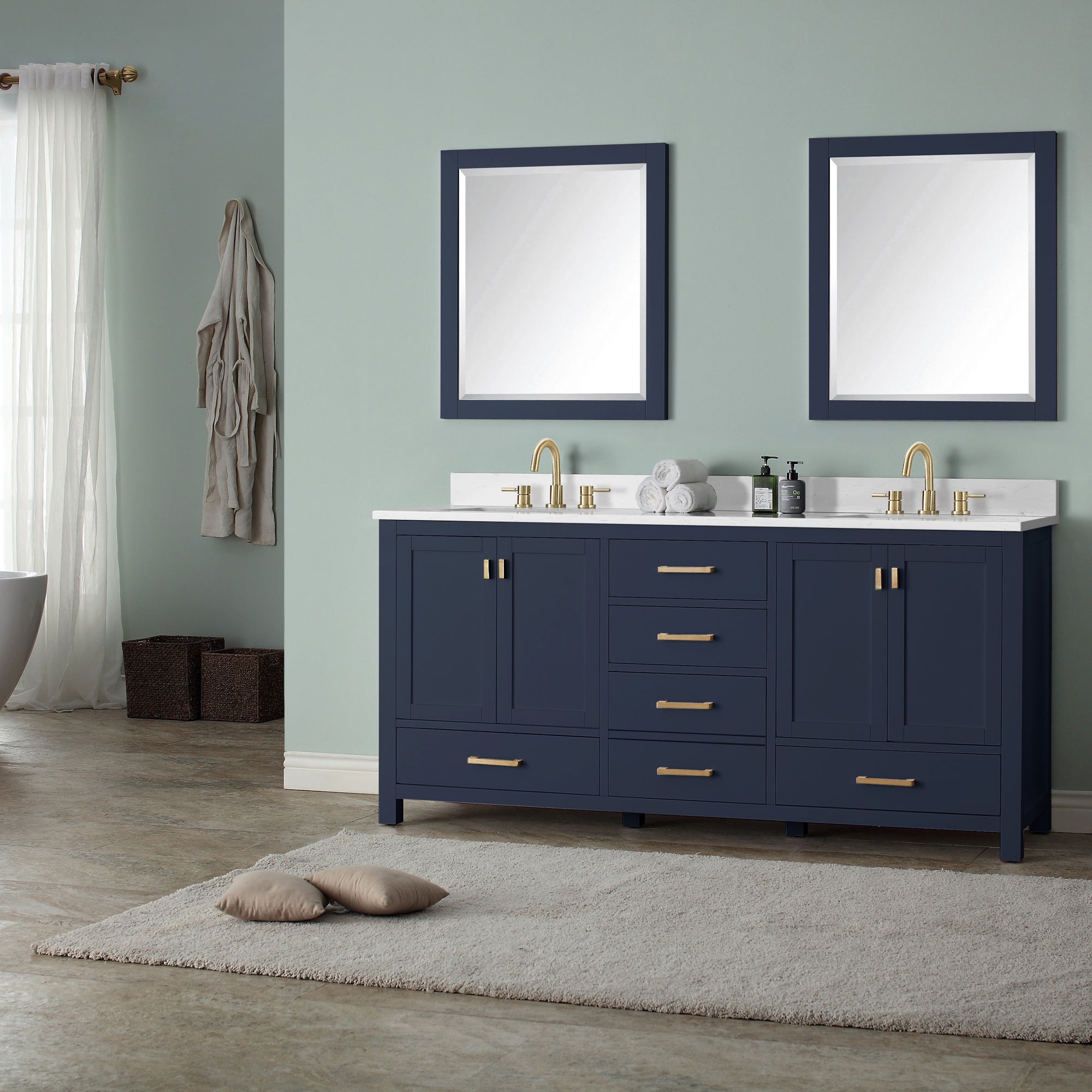 navy blue vanity set