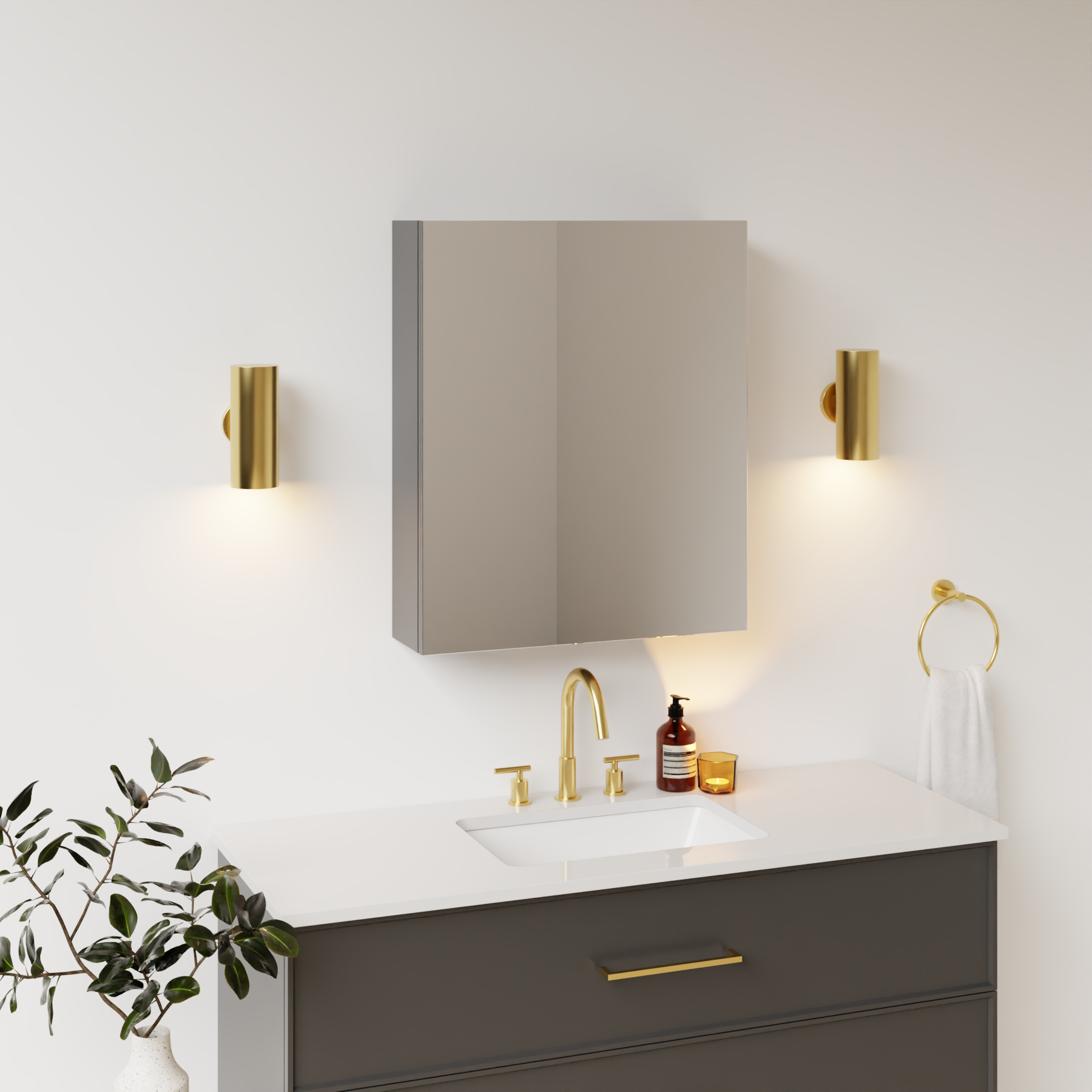 dark grey satin paint medicine cabinet